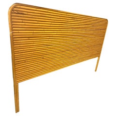 Vintage Restored 85" Wide Mid -century King Size Stacked Rattan Headboard