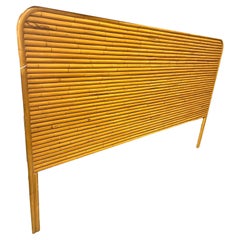 Retro Restored 85" Wide Mid -century King Size Stacked Rattan Headboard