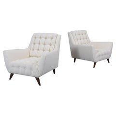 Restored Adrian Pearsall-Style Mid-Century Modern Lounge Chairs in Oyster Fabric