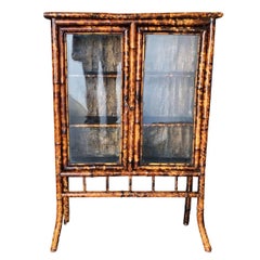 Restored Aesthetic Movement Tiger Bamboo Breakfront Cabinet
