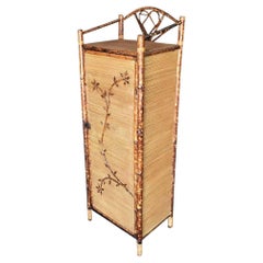 Restored Aesthetic Movement Tiger Bamboo Floral Linen Cabinet