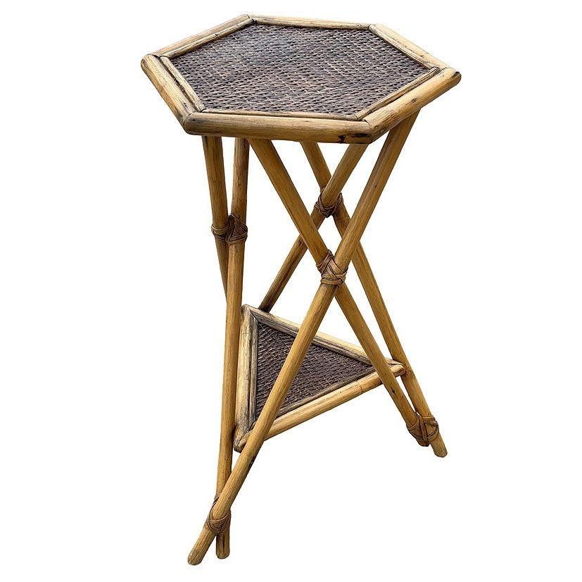 Victorien Aesthetic Movement restauré Bambou tigré Grassmatt Hexagon Plant Stand en vente