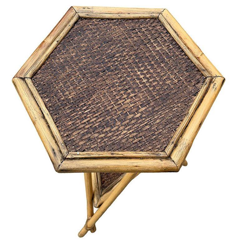 Américain Aesthetic Movement restauré Bambou tigré Grassmatt Hexagon Plant Stand en vente