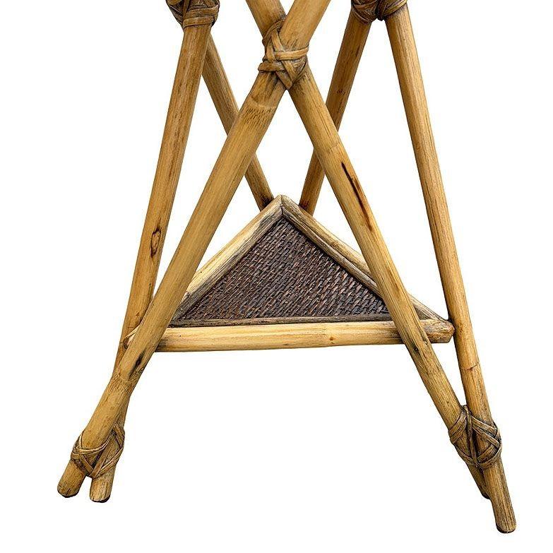 Aesthetic Movement restauré Bambou tigré Grassmatt Hexagon Plant Stand Excellent état - En vente à Van Nuys, CA