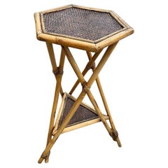 Restored Aesthetic Movement Tiger Bamboo Grassmatt Hexagon Plant Stand