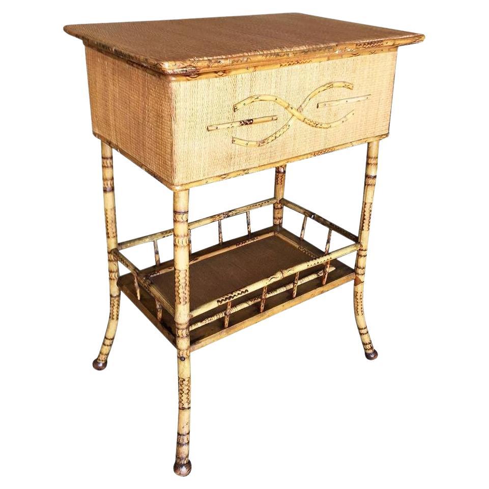 Restaurierte Aesthetic Movement Tiger Tortoise Bamboo Linen Pedestal Trunk