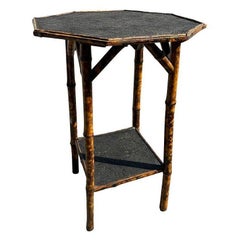 Restored Aesthetic Movement Tiger Bamboo Octagon Side Table w/ Embossed Top