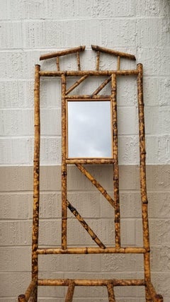 Restored Aesthetic Movement Tiger Bamboo Umbrella Stand with Mirror