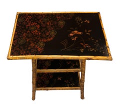 Restored Aesthetic Movement Tiger Tortoise Bamboo 3-Tier Pedestal Side Table