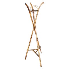 Antique Restored Aesthetic Movement Tiger Tortoise Bamboo Tripod Plant Stand