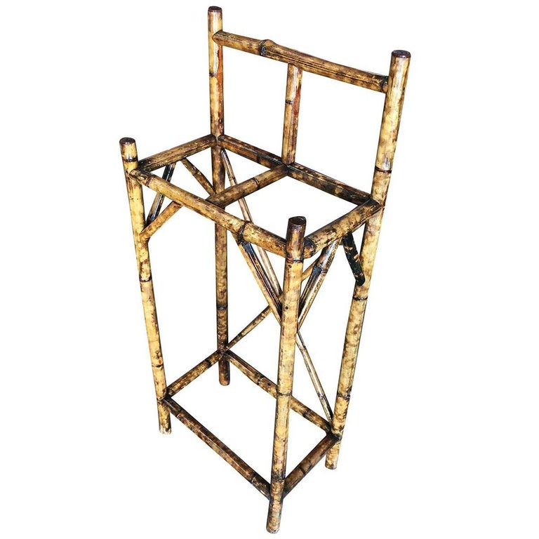 Late Victorian Restored Aesthetic Movement Two Slot Antique Tiger Bamboo Umbrella Stand