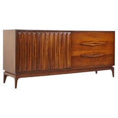 Restored Albert Parvin Style American Martinsville Mcm Walnut 6 Drawer Dresser