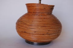 Restored Albini Style Stacked Stick Rattan Table Lamp