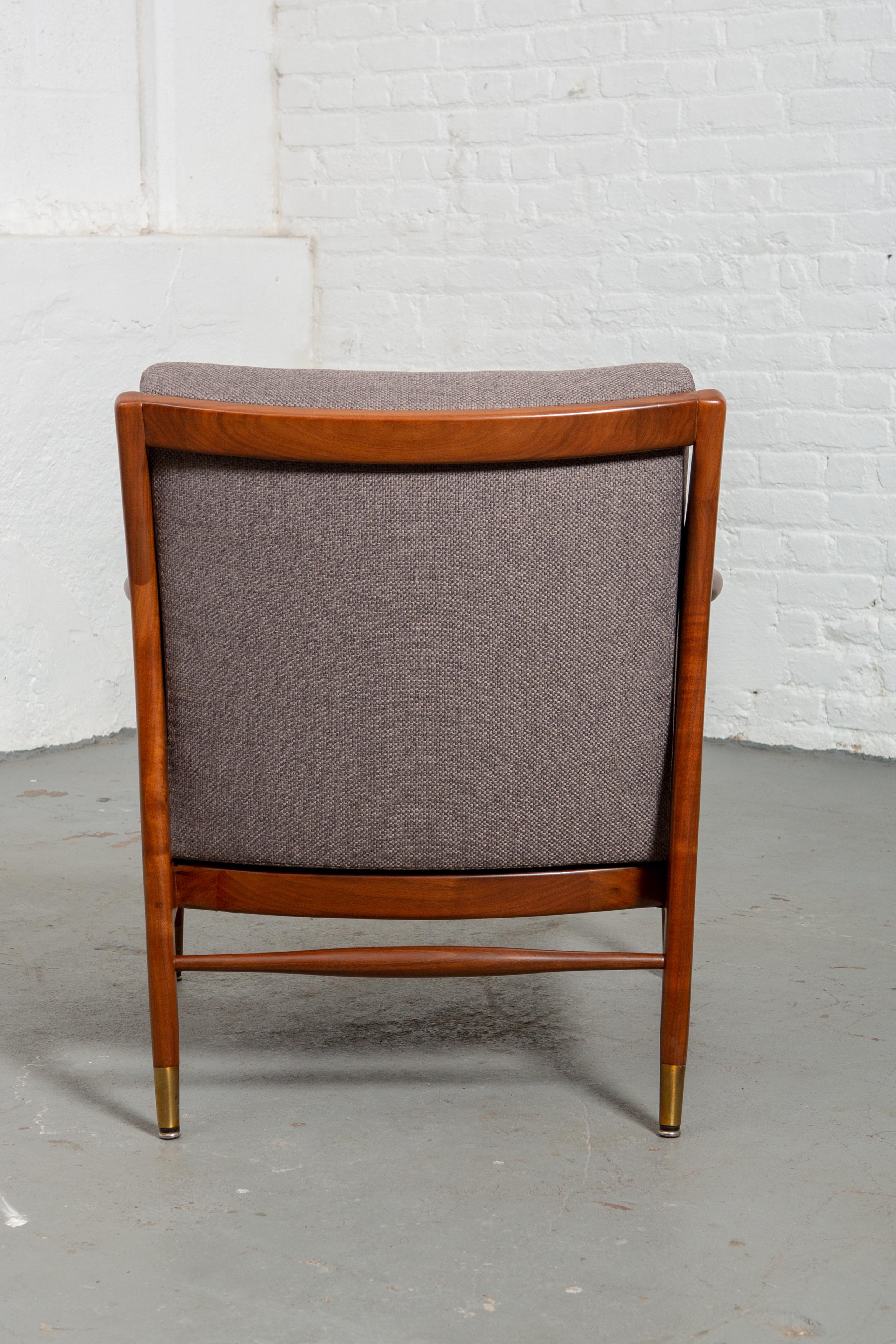 Restored American Midcentury Armchair with Brass Accents 1
