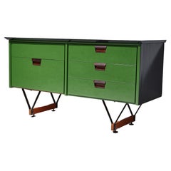 Restored and Restyled 1950s Italian Sideboard with 3 Drawers and Flap Door