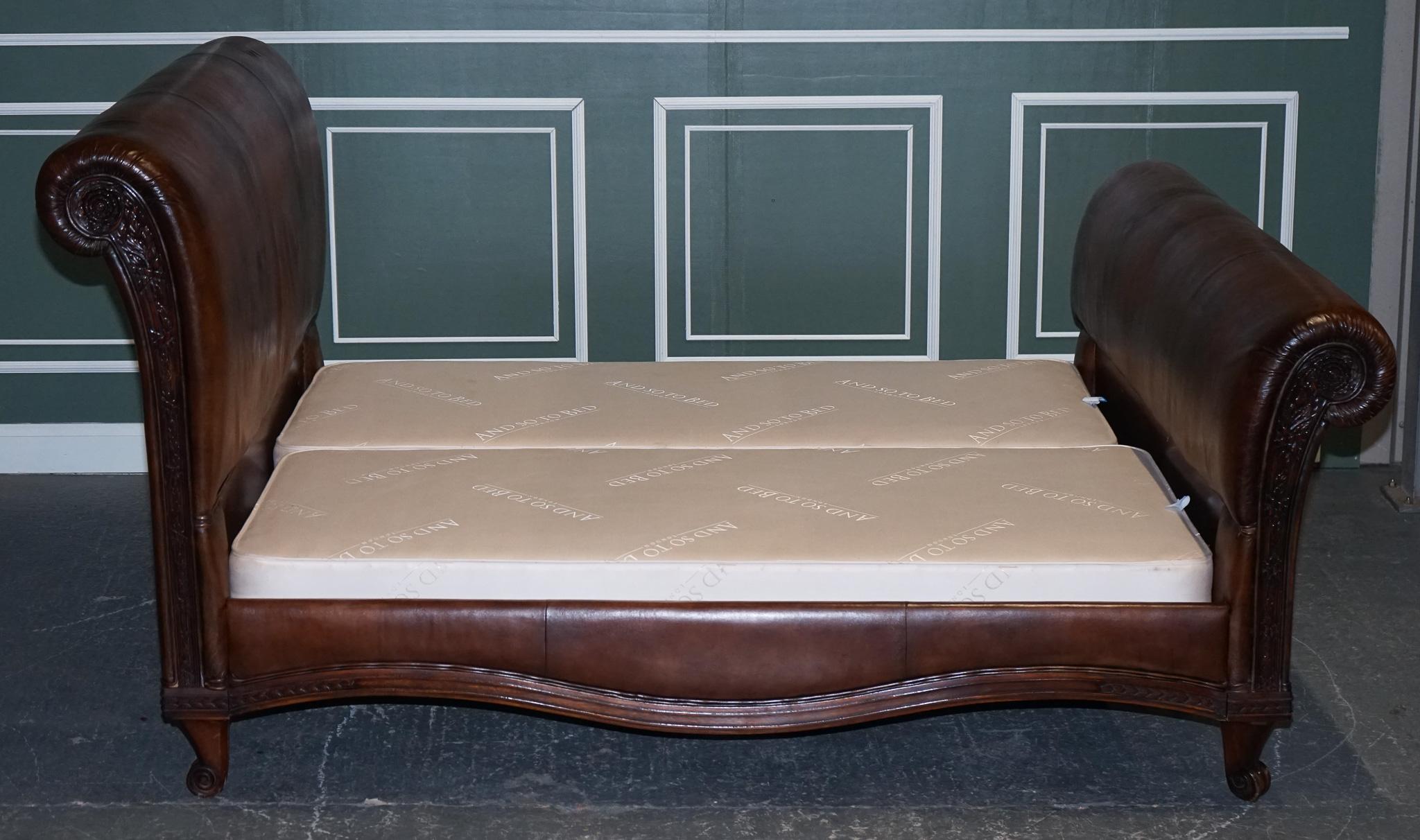 Restored and So to Bed Hand Dyed Whiskey Brown Leather Super King Size Bed 3