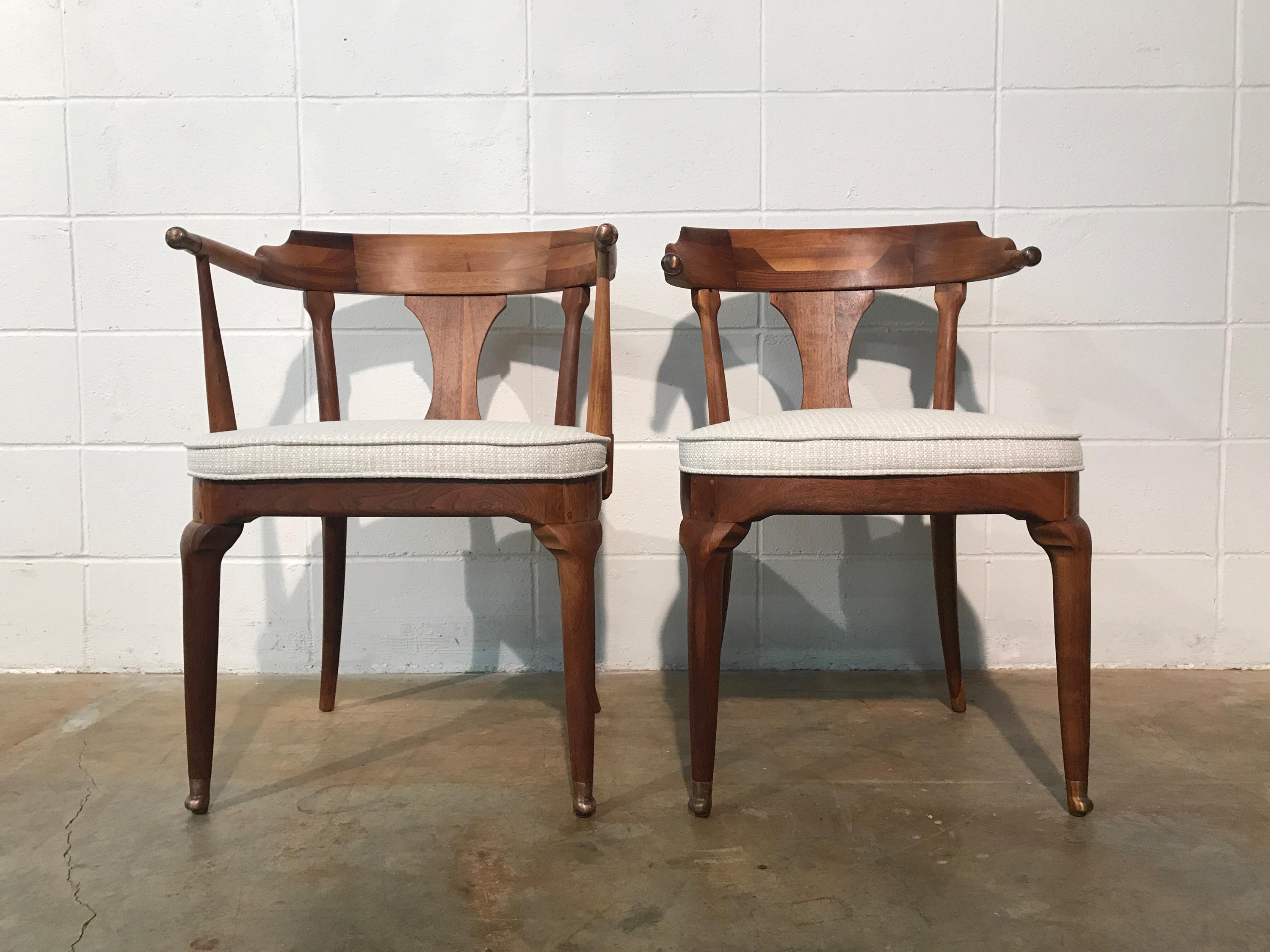 Restored and Unusual Midcentury Dining Chairs, Set of Six In Good Condition In Marietta, GA
