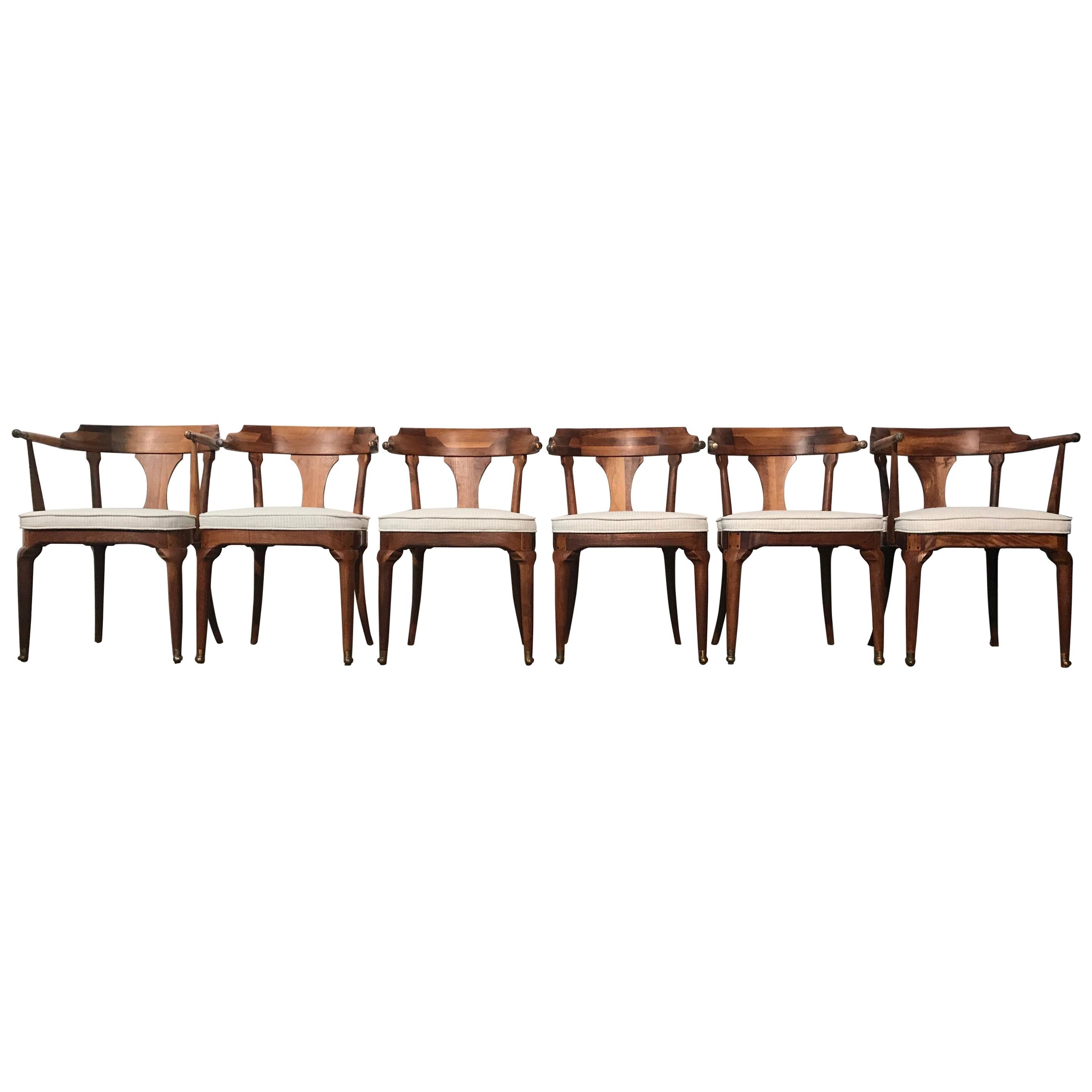 Restored and Unusual Midcentury Dining Chairs, Set of Six