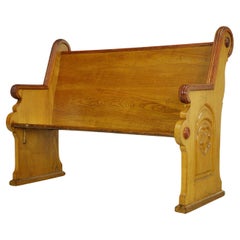 Restaurierte Antike 47 in. Holz geschnitzt Kiefer Pew Bank