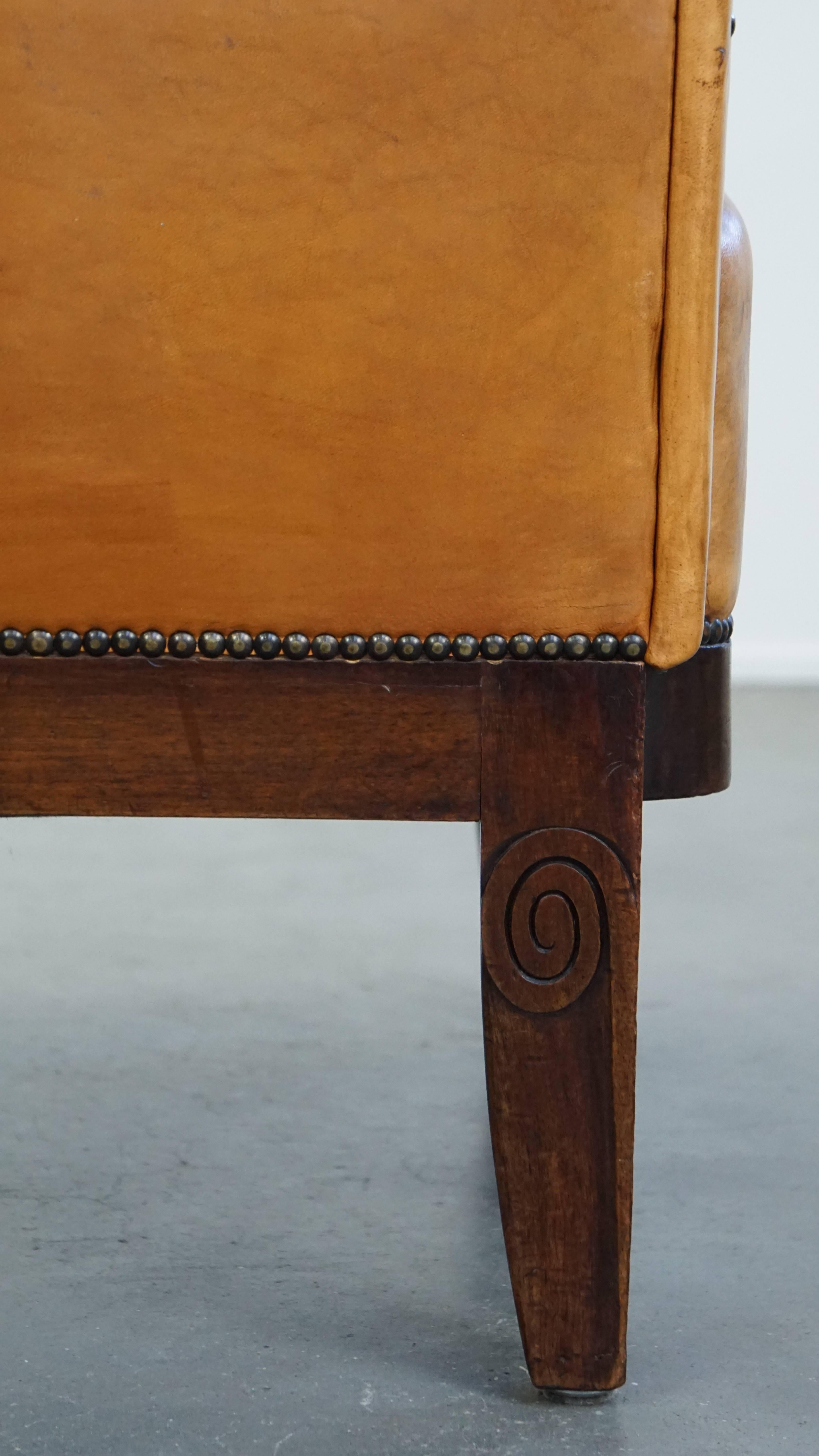 Restored antique Art Deco sheepskin armchair with correct seating comfort For Sale 4