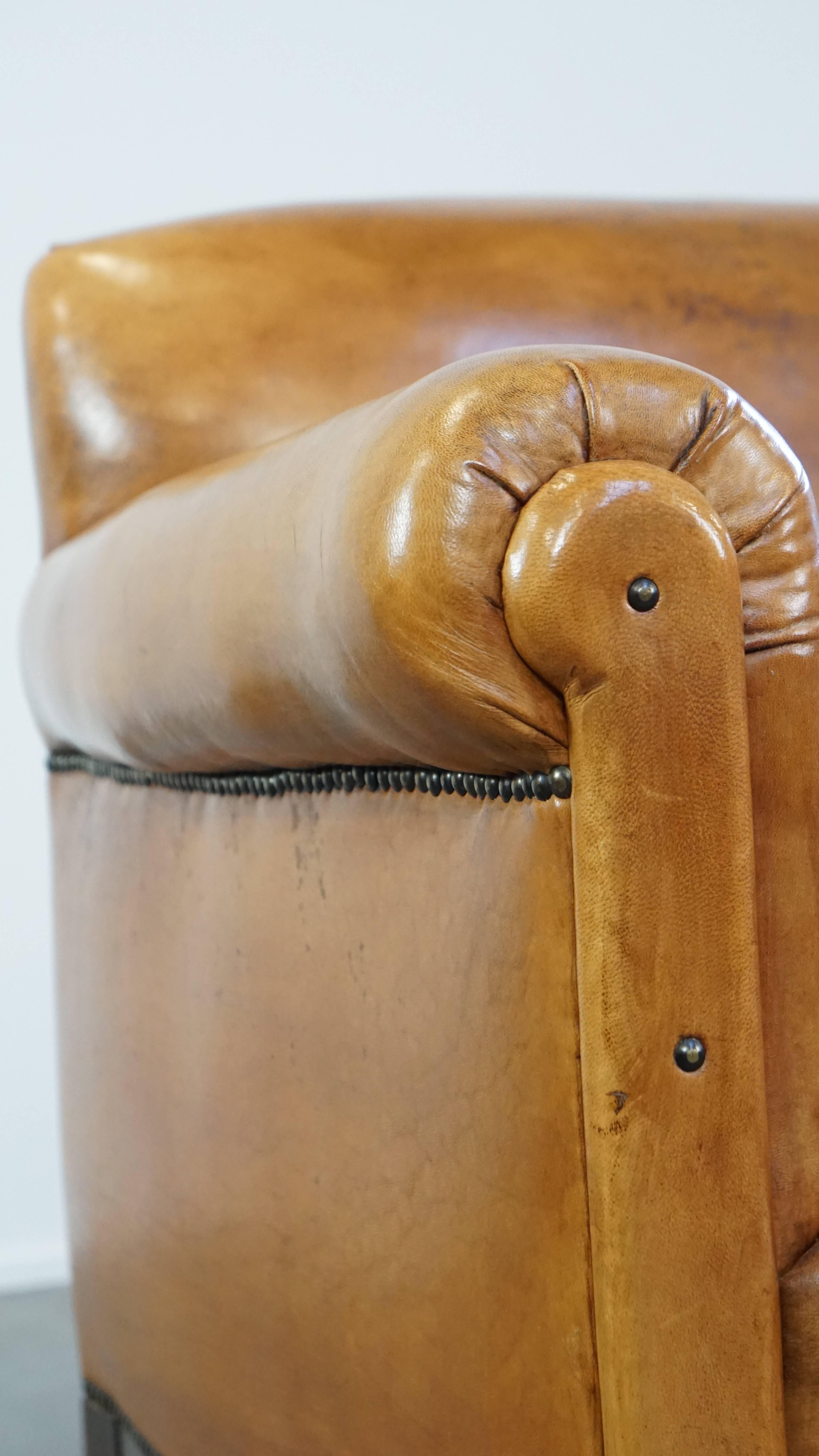 Restored antique Art Deco sheepskin armchair with correct seating comfort For Sale 7