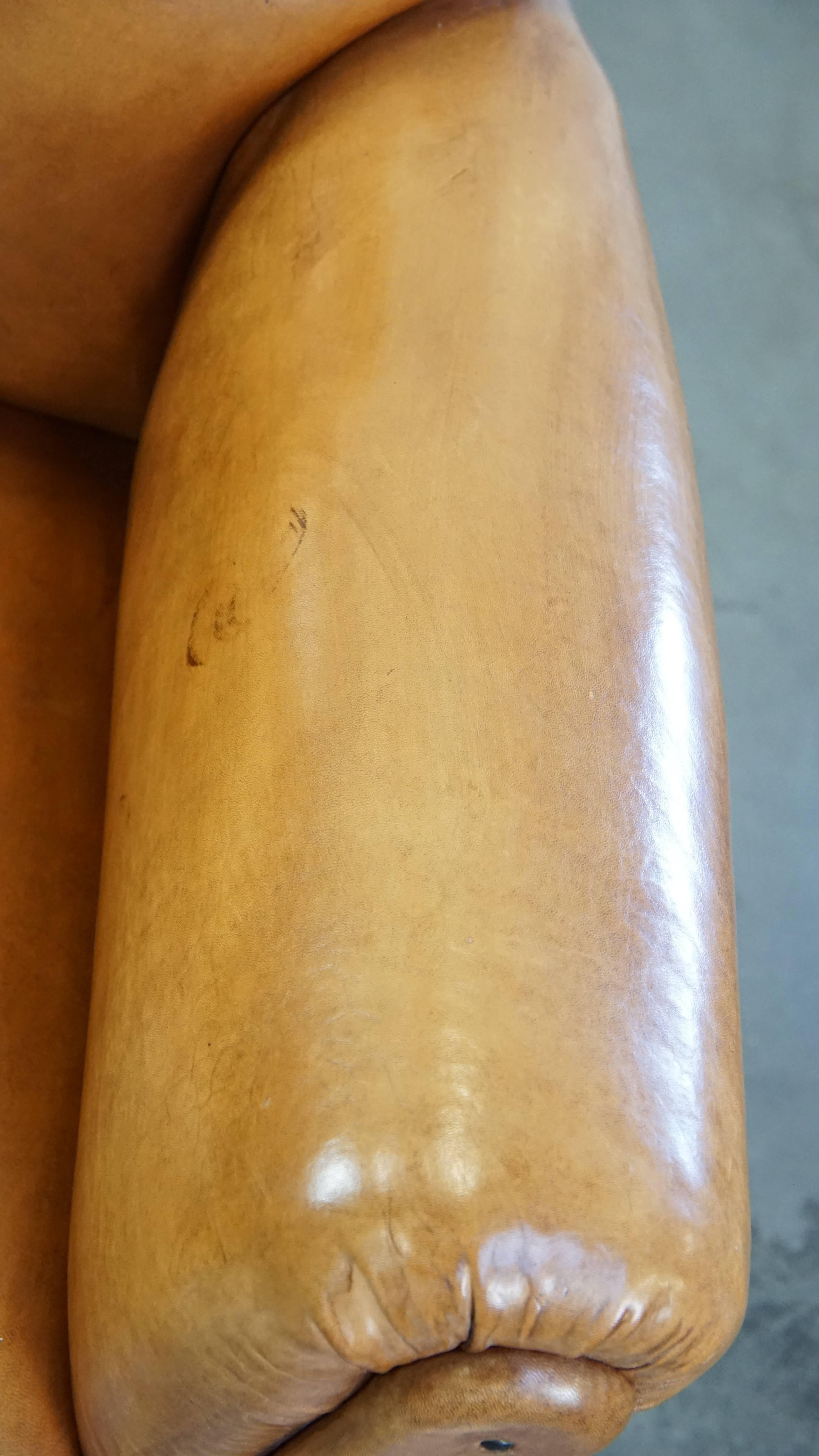 Restored antique Art Deco sheepskin armchair with correct seating comfort For Sale 2
