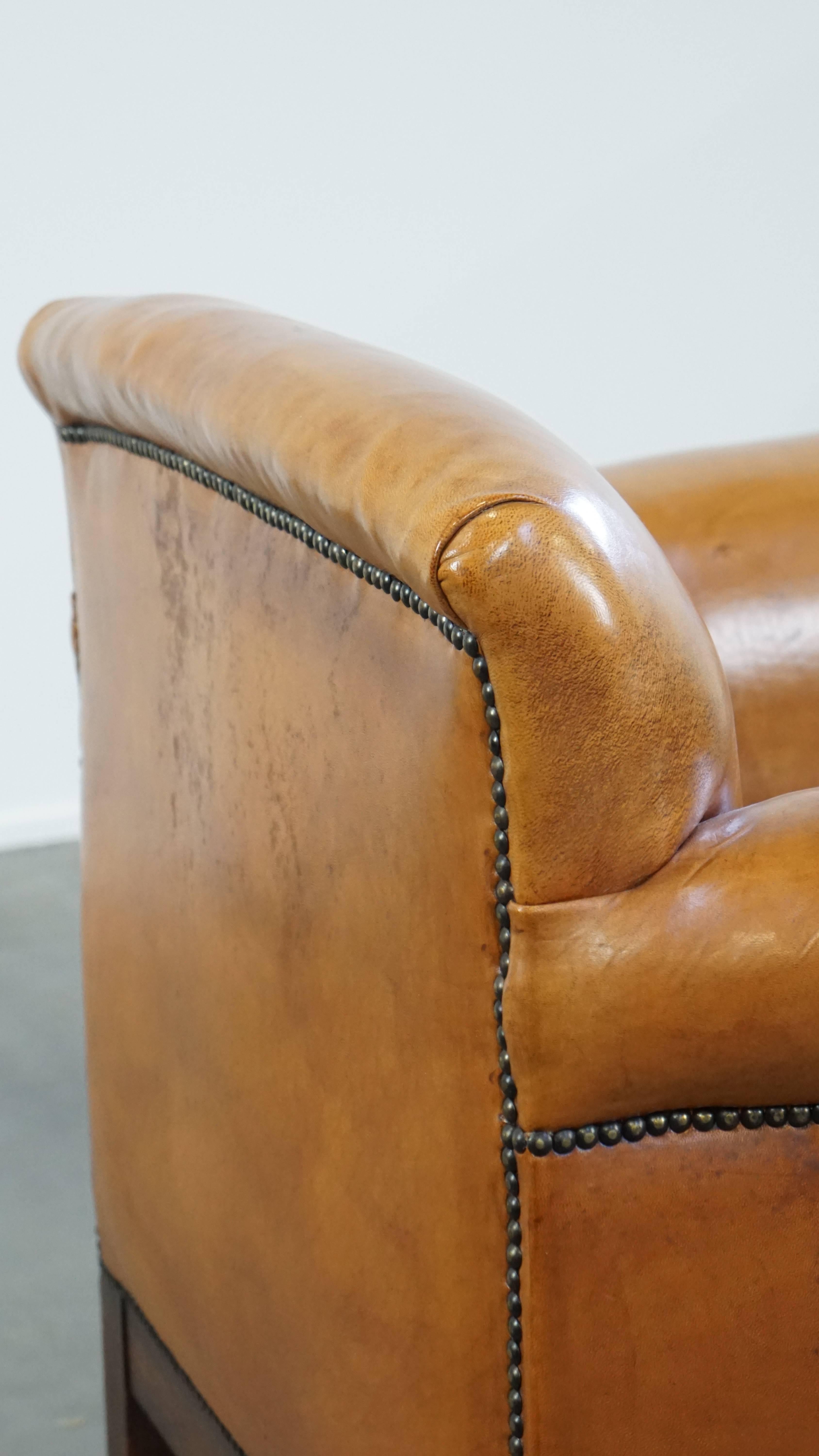 Restored antique Art Deco sheepskin armchair with correct seating comfort For Sale 3