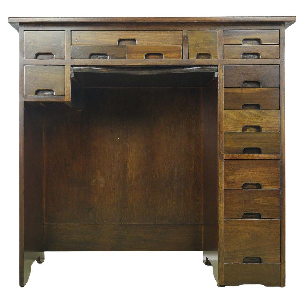 Restored Antique Dark Wood Tone Pine Jewelers Desk For Sale