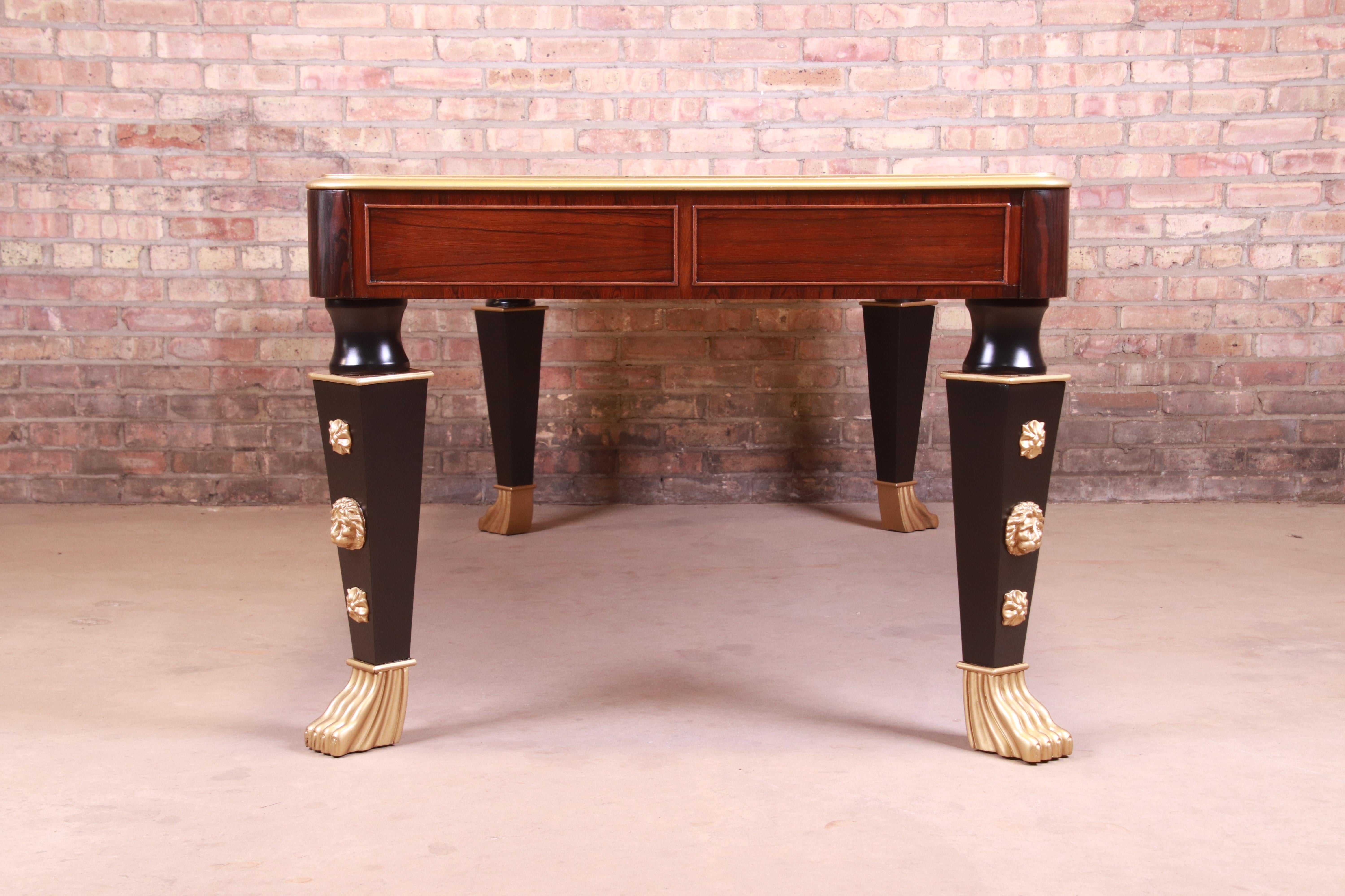 Restored Antique English Empire Rosewood Partner Desk, Circa 1820s 9