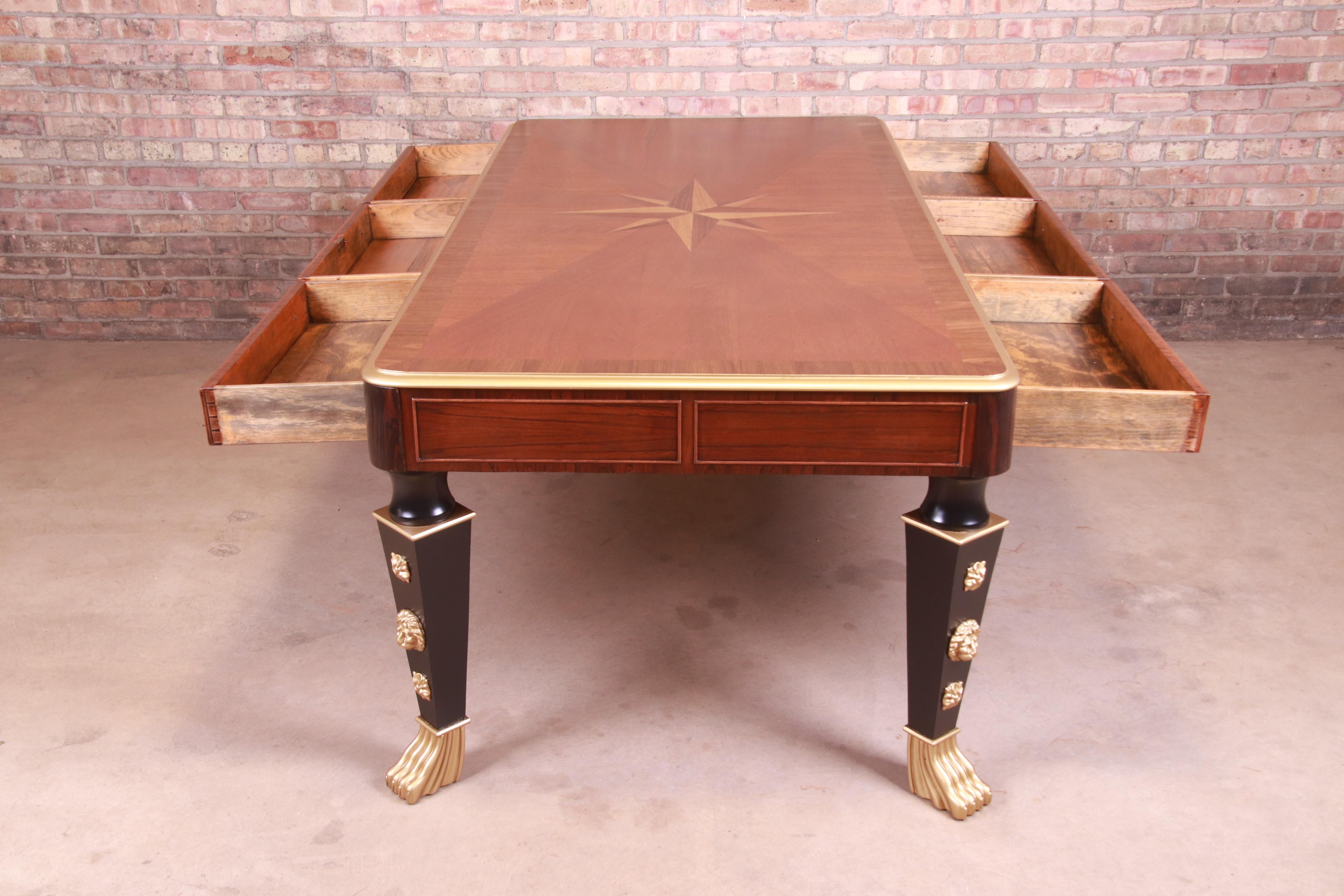 Restored Antique English Empire Rosewood Partner Desk, Circa 1820s 10