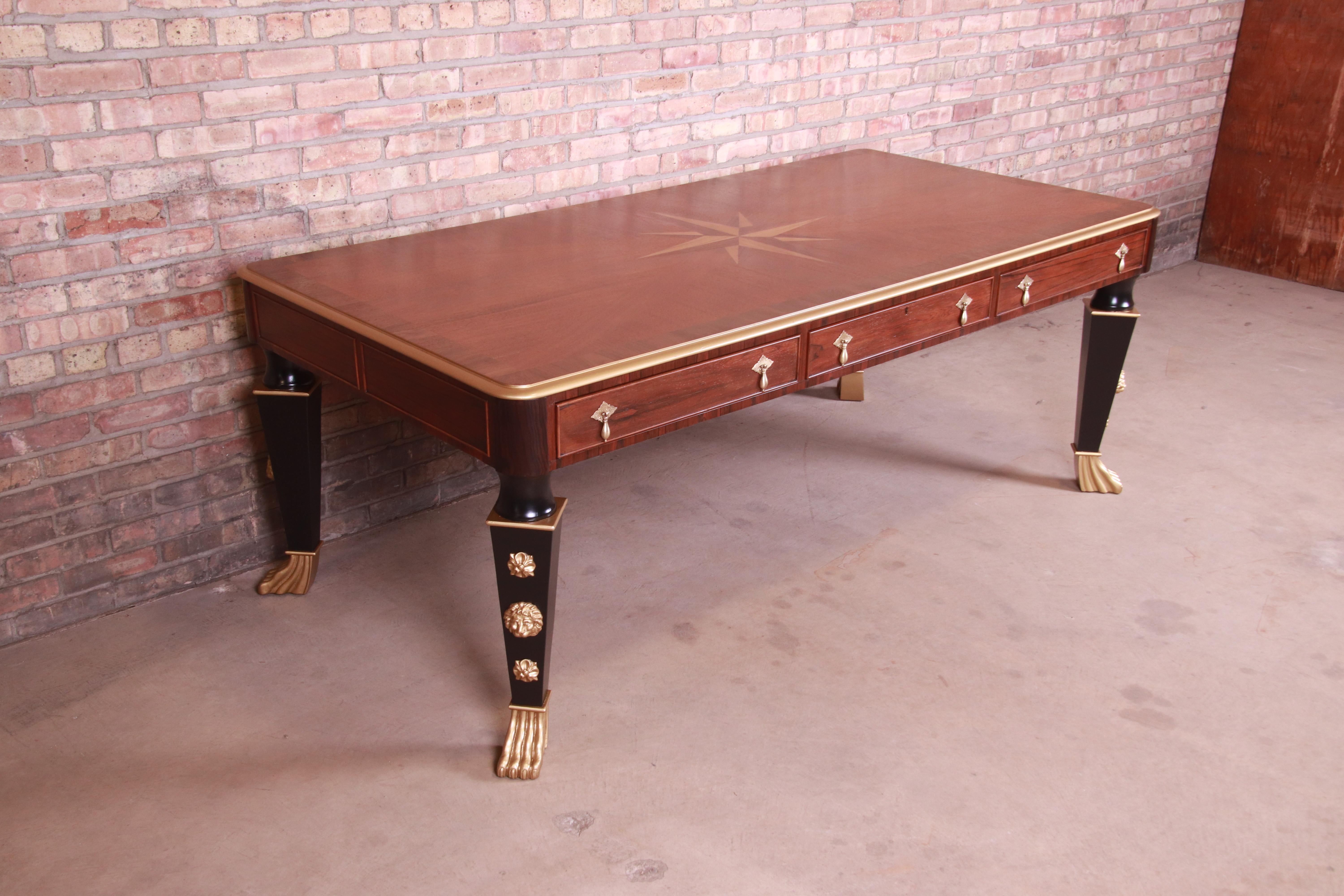 Restored Antique English Empire Rosewood Partner Desk, Circa 1820s In Good Condition In South Bend, IN