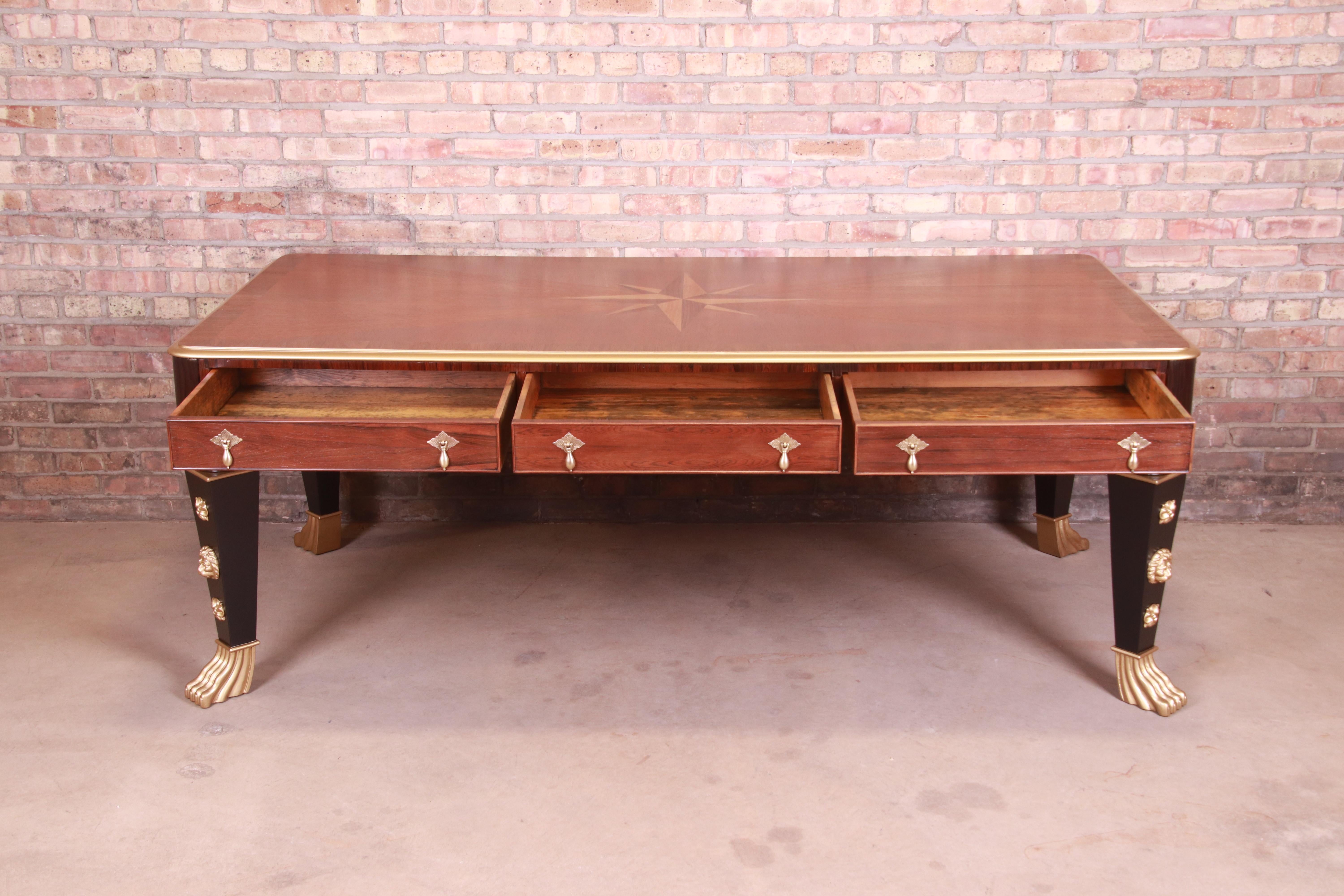 Restored Antique English Empire Rosewood Partner Desk, Circa 1820s 3