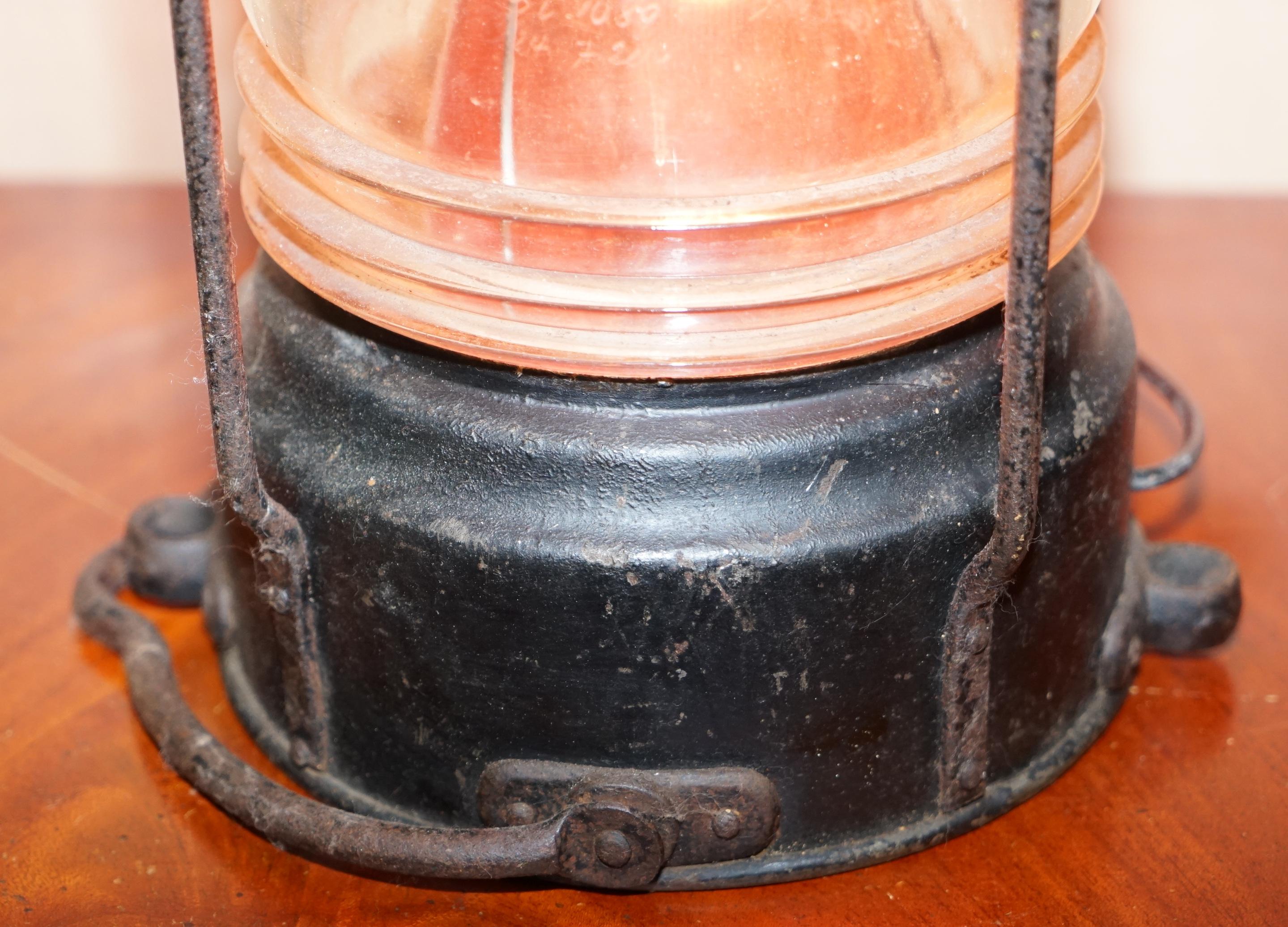 Restored Antique German Steam Boat WWI Ships Lantern Franz Schilbach Stettin In Good Condition In West Sussex, Pulborough