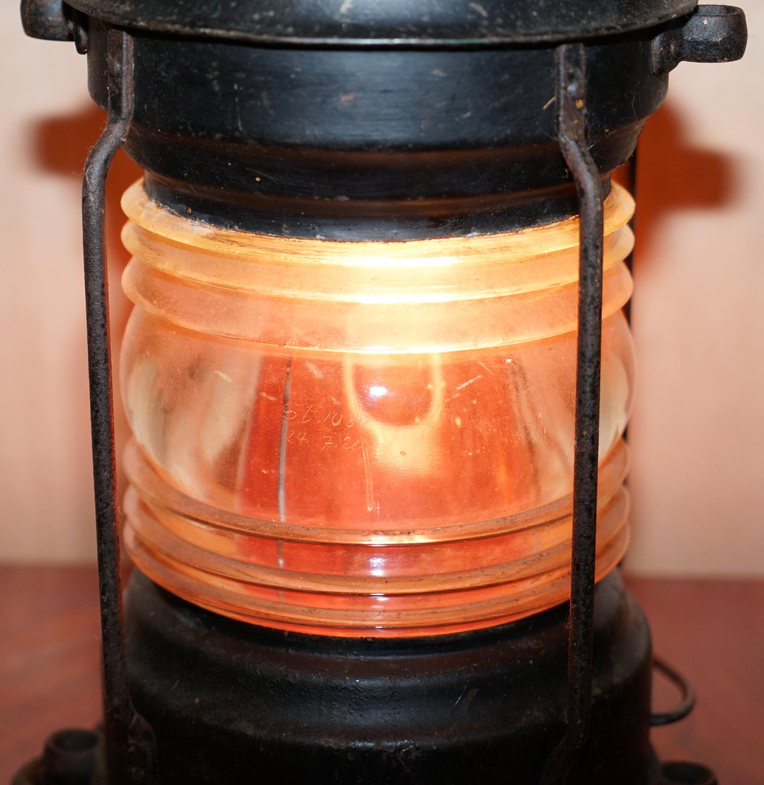 Early 20th Century Restored Antique German Steam Boat WWI Ships Lantern Franz Schilbach Stettin