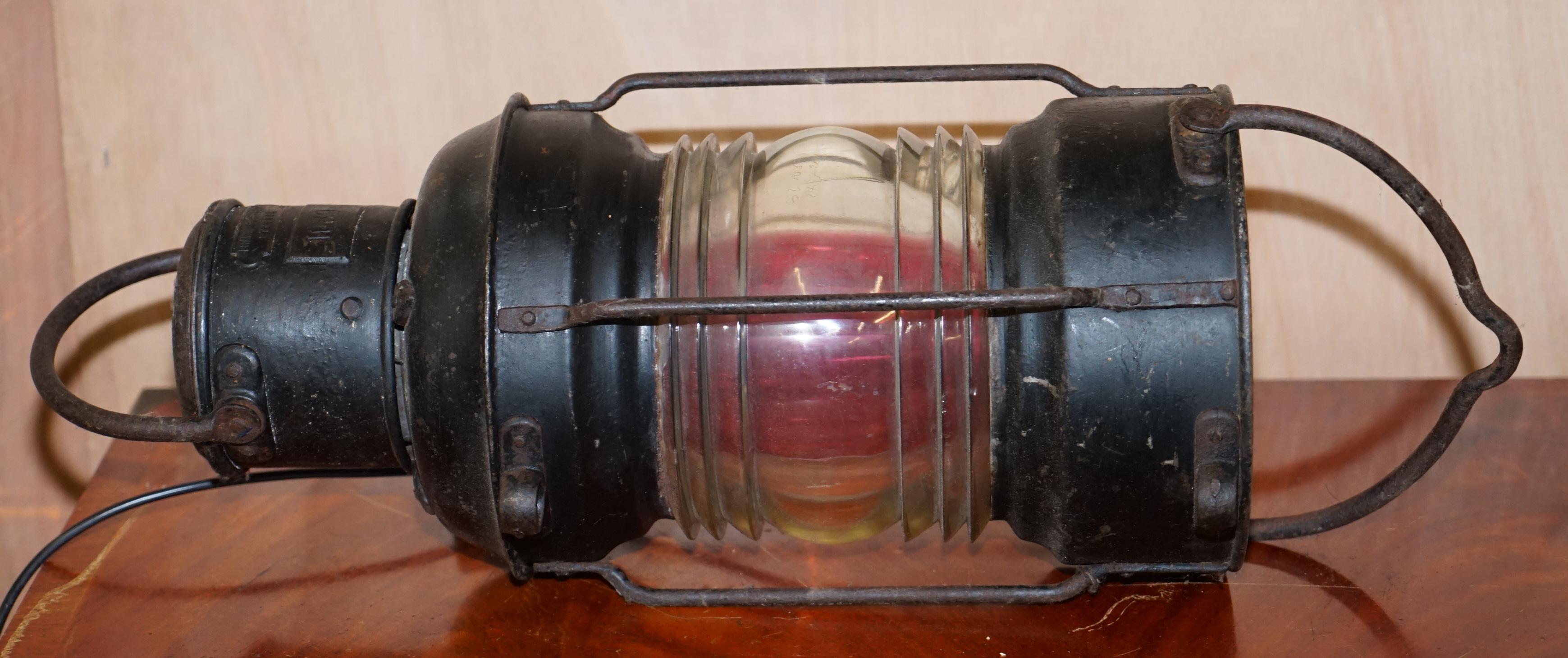 Restored Antique German Steam Boat WWI Ships Lantern Franz Schilbach Stettin 1