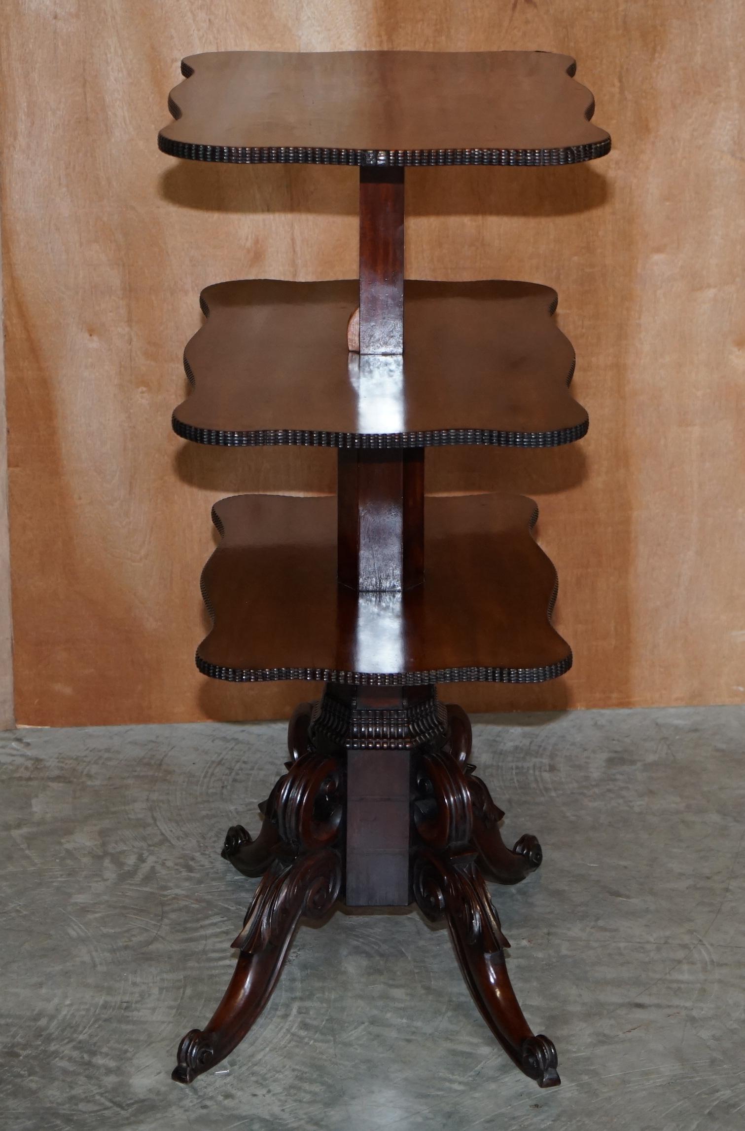 Restored Antique Gillows Cuban Hardwood Dumb Waiter Metamorphic Occasional Table For Sale 7