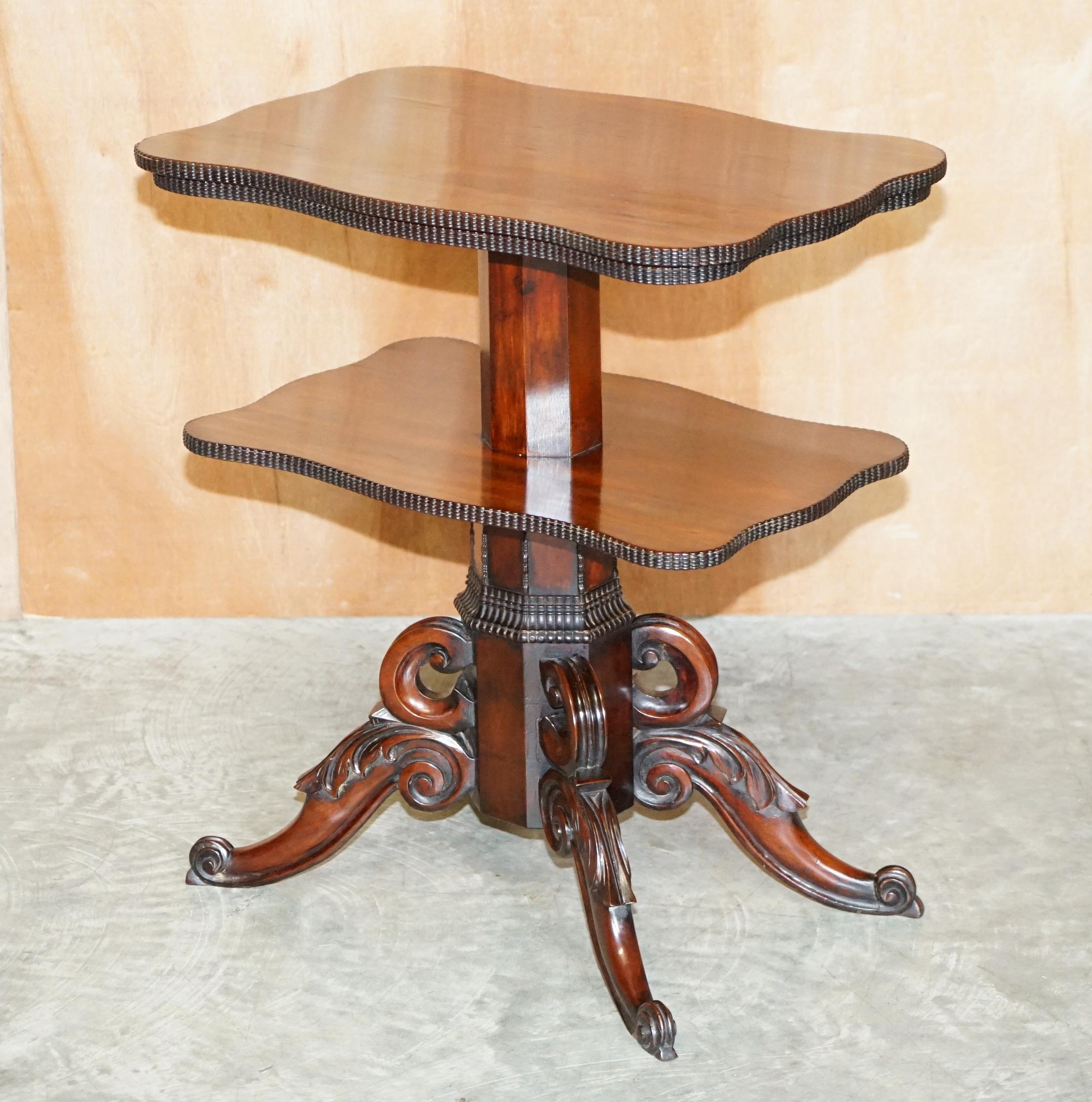 Restored Antique Gillows Cuban Hardwood Dumb Waiter Metamorphic Occasional Table For Sale 10