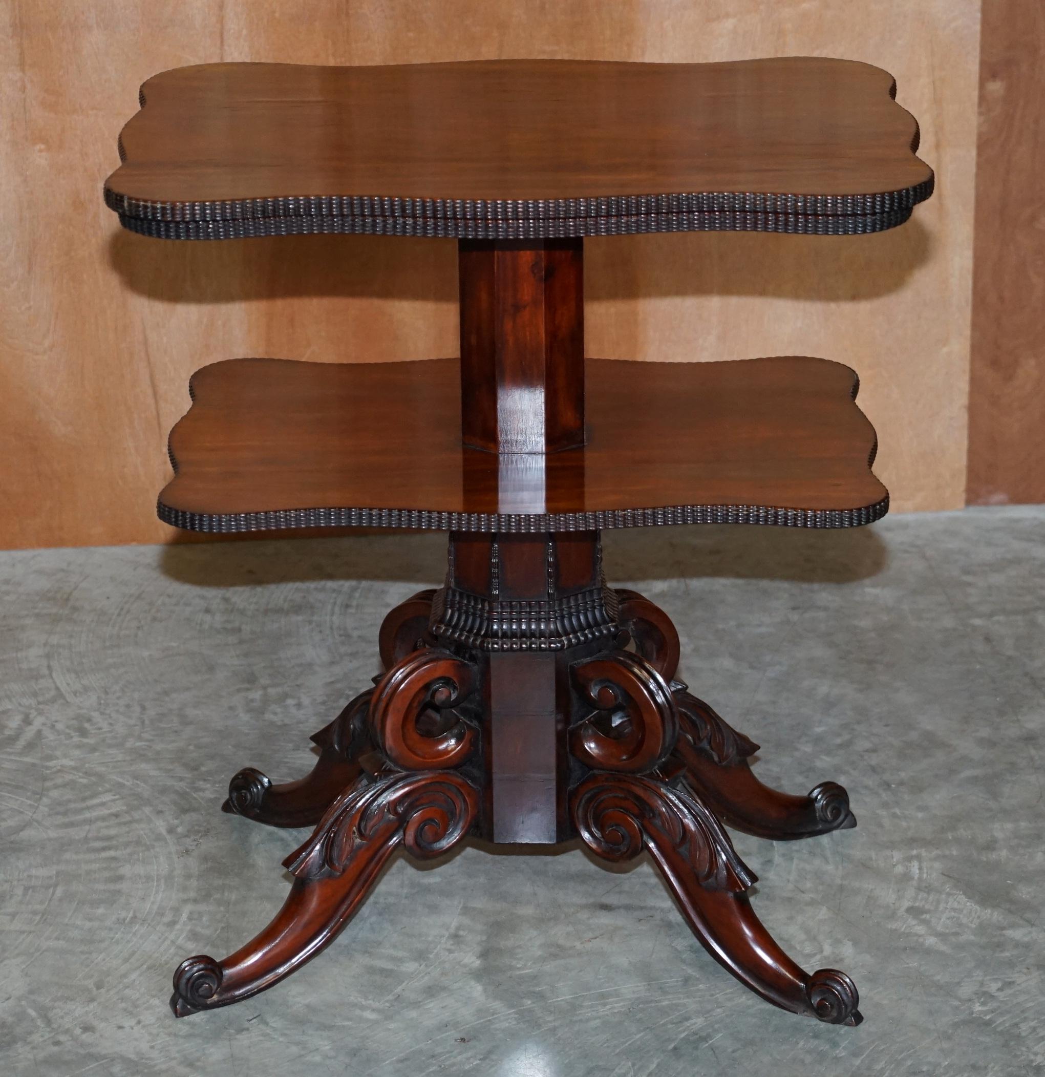 Restored Antique Gillows Cuban Hardwood Dumb Waiter Metamorphic Occasional Table For Sale 11