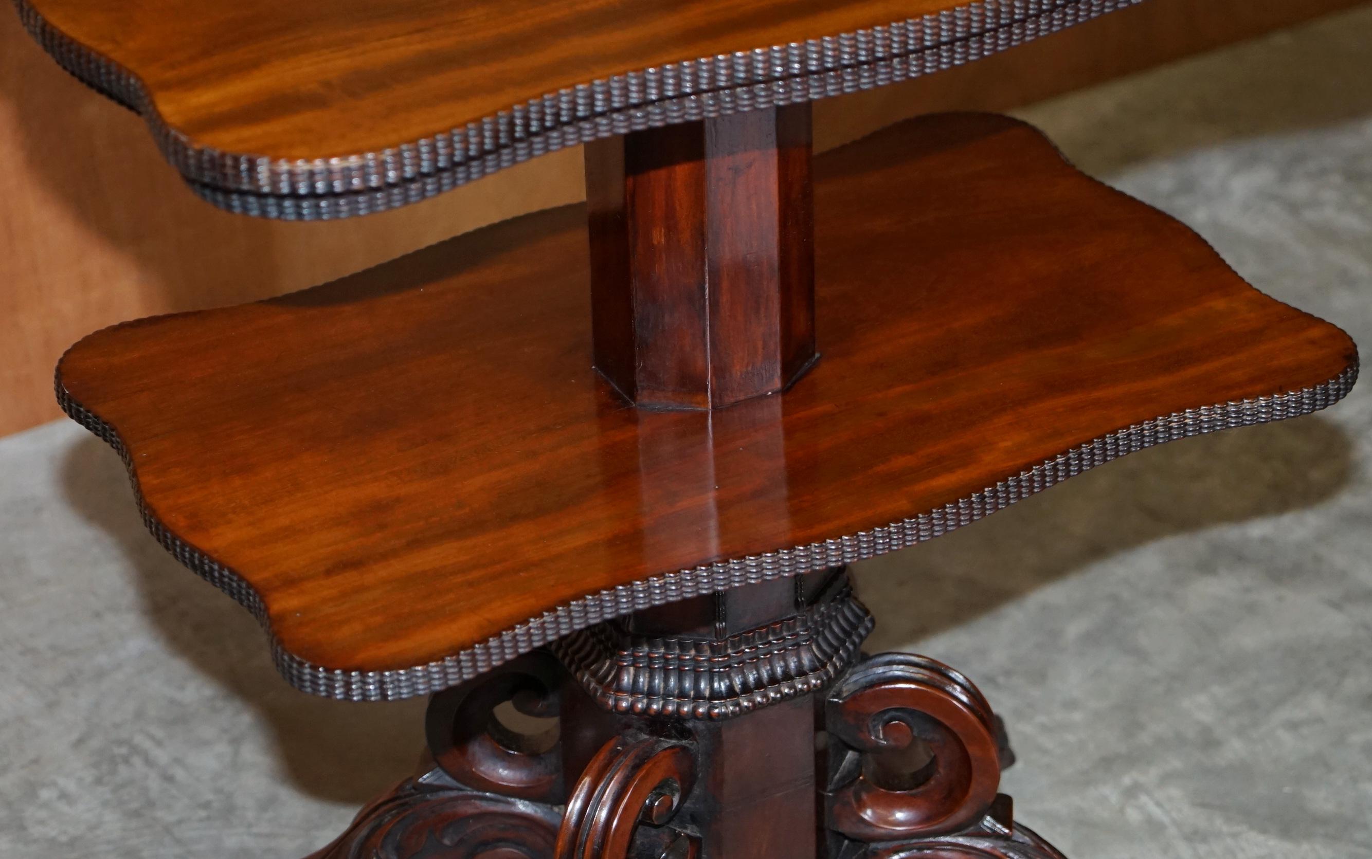 Restored Antique Gillows Cuban Hardwood Dumb Waiter Metamorphic Occasional Table For Sale 12