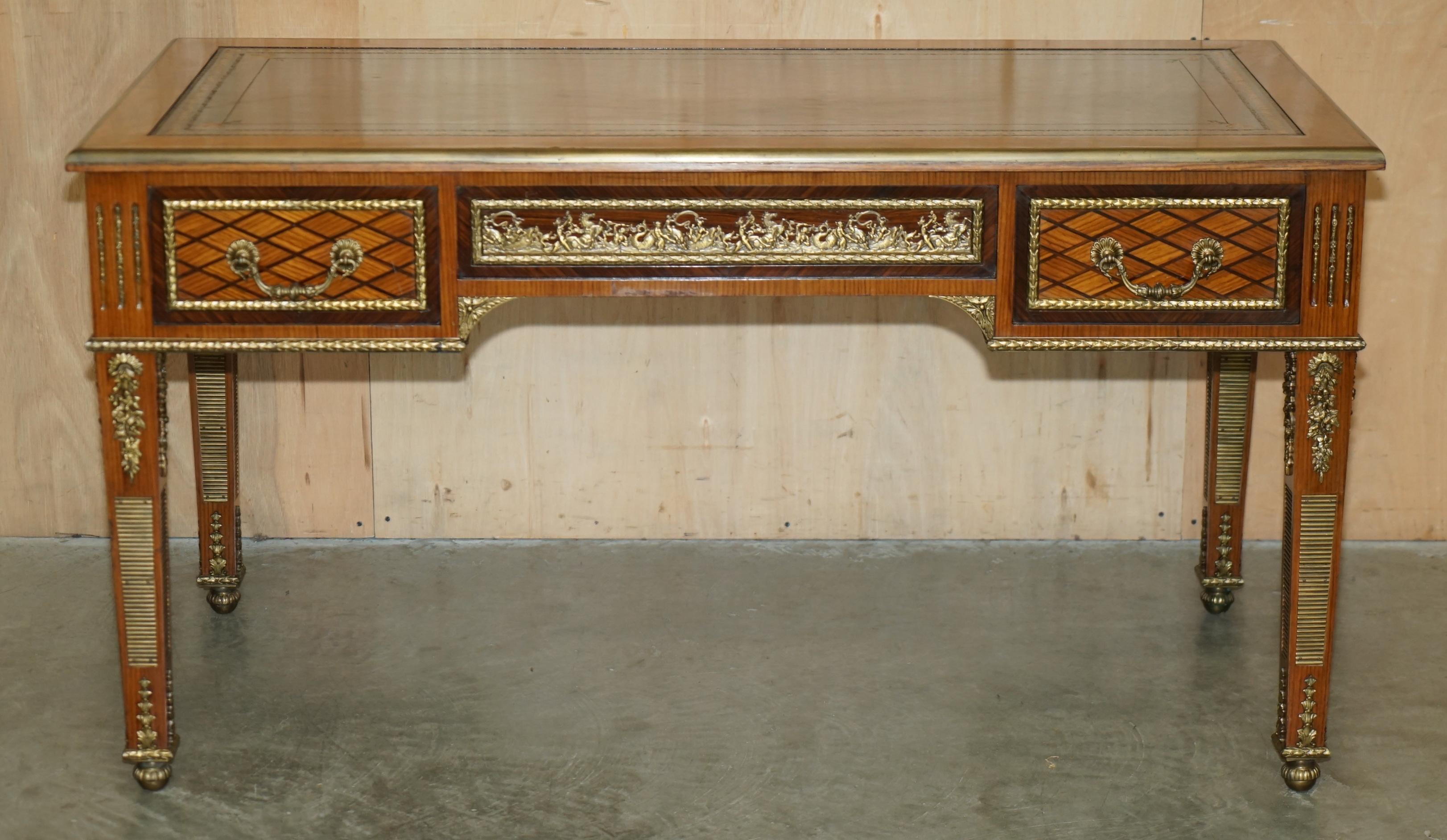 RESTORED ANTiQUE LATE 19TH CENTURY LOUIS XVI ORMOLU MOUNTED BUREAU PLAT DESK For Sale 9