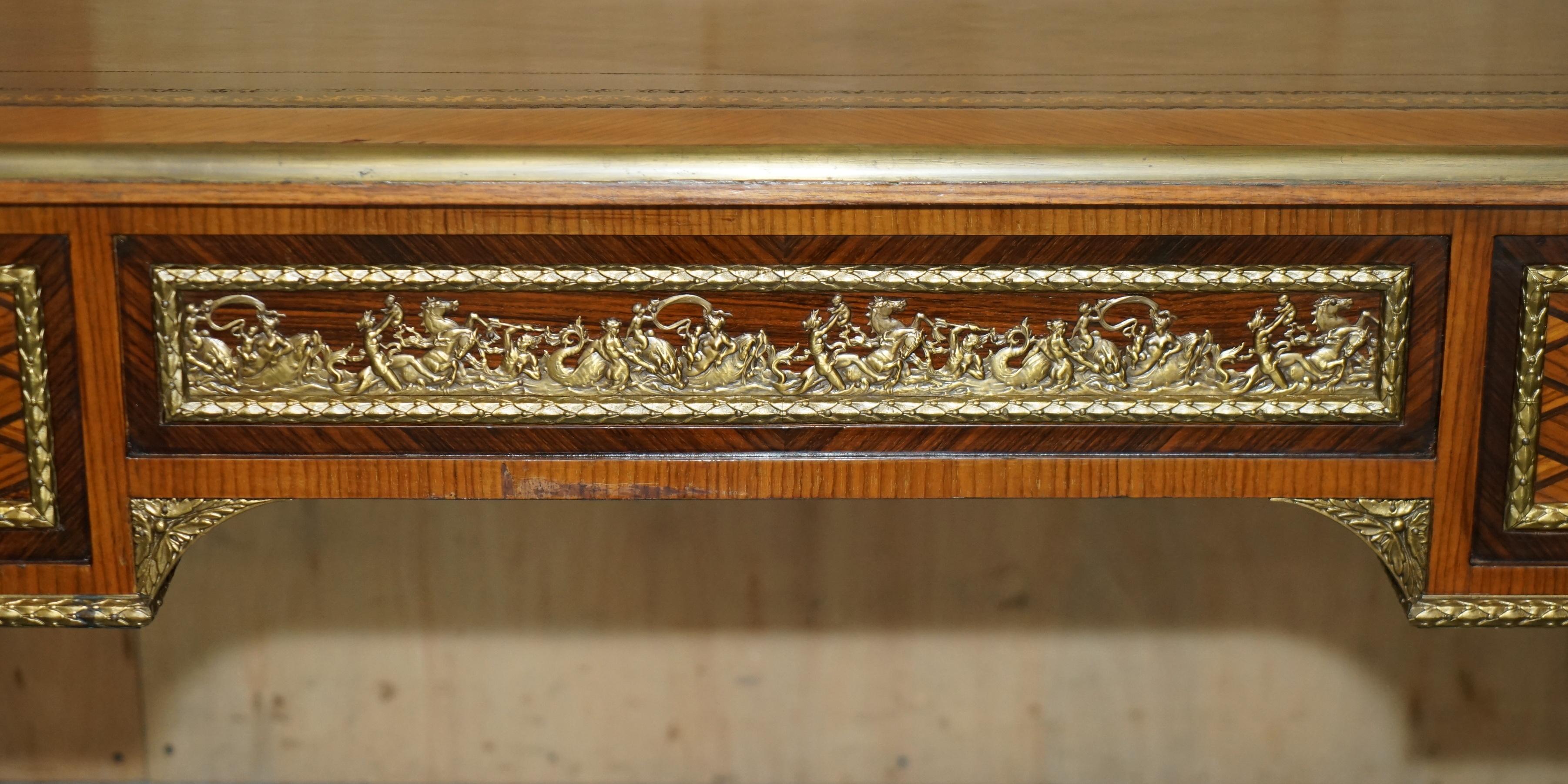 RESTORED ANTiQUE LATE 19TH CENTURY LOUIS XVI ORMOLU MOUNTED BUREAU PLAT DESK For Sale 10