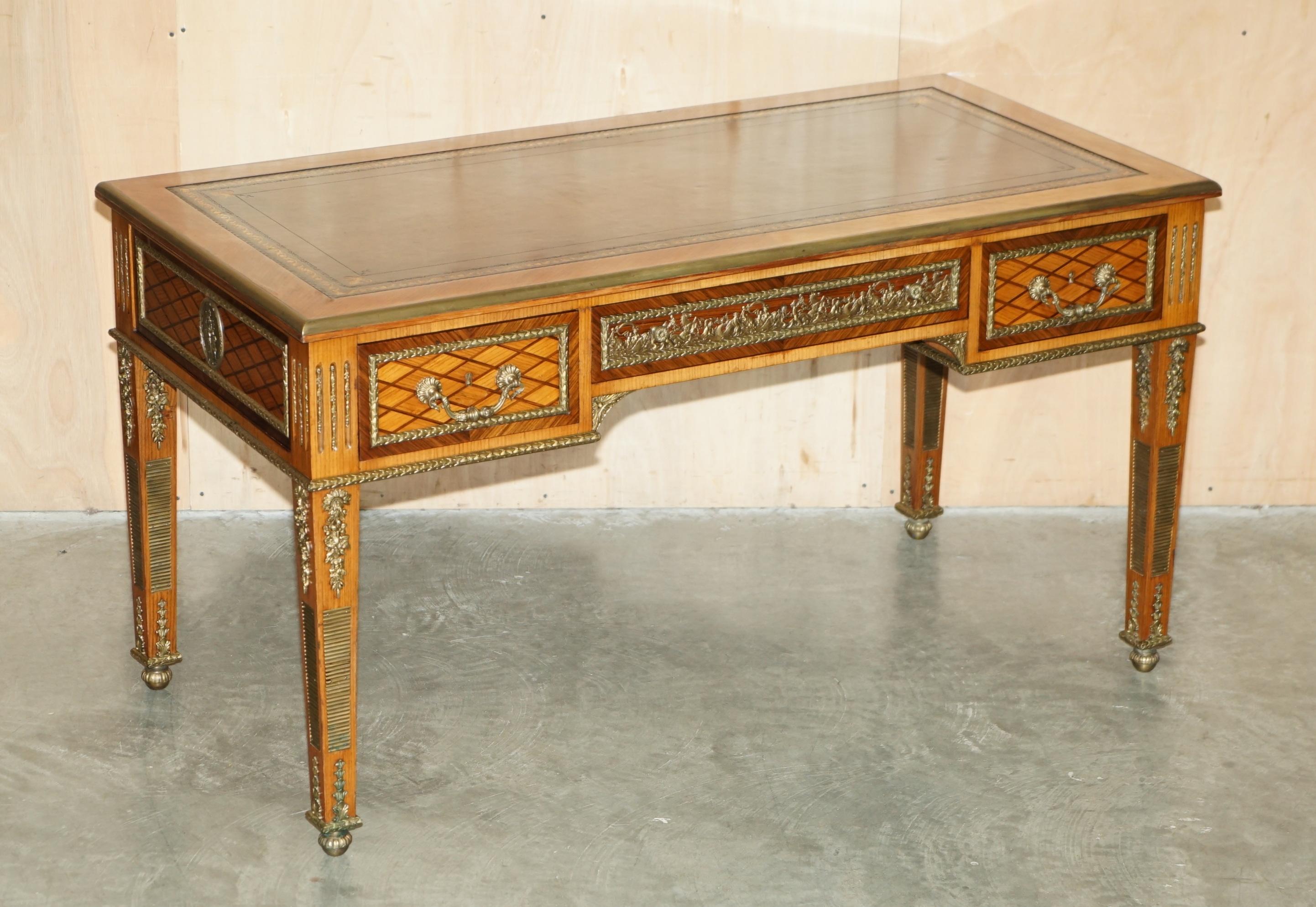 Royal House Antiques

Royal House Antiques is delighted to offer for sale this absolutely stunning, fully restored Antique late 19th Century circa 1890-1900 French Louis XVI Ormolu mounted writing table Bureau Plat with new hand dyed brown leather,