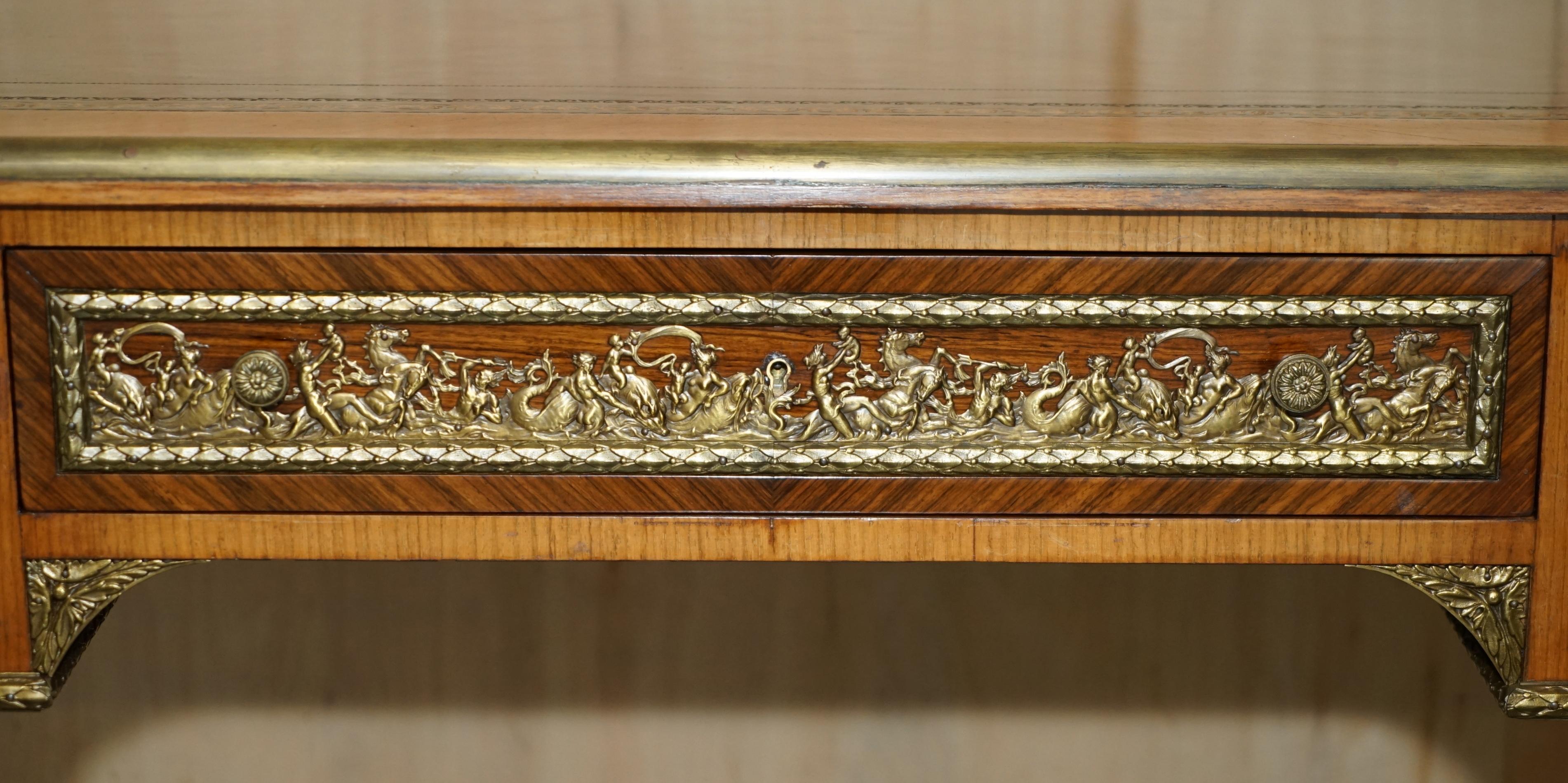 French RESTORED ANTiQUE LATE 19TH CENTURY LOUIS XVI ORMOLU MOUNTED BUREAU PLAT DESK For Sale