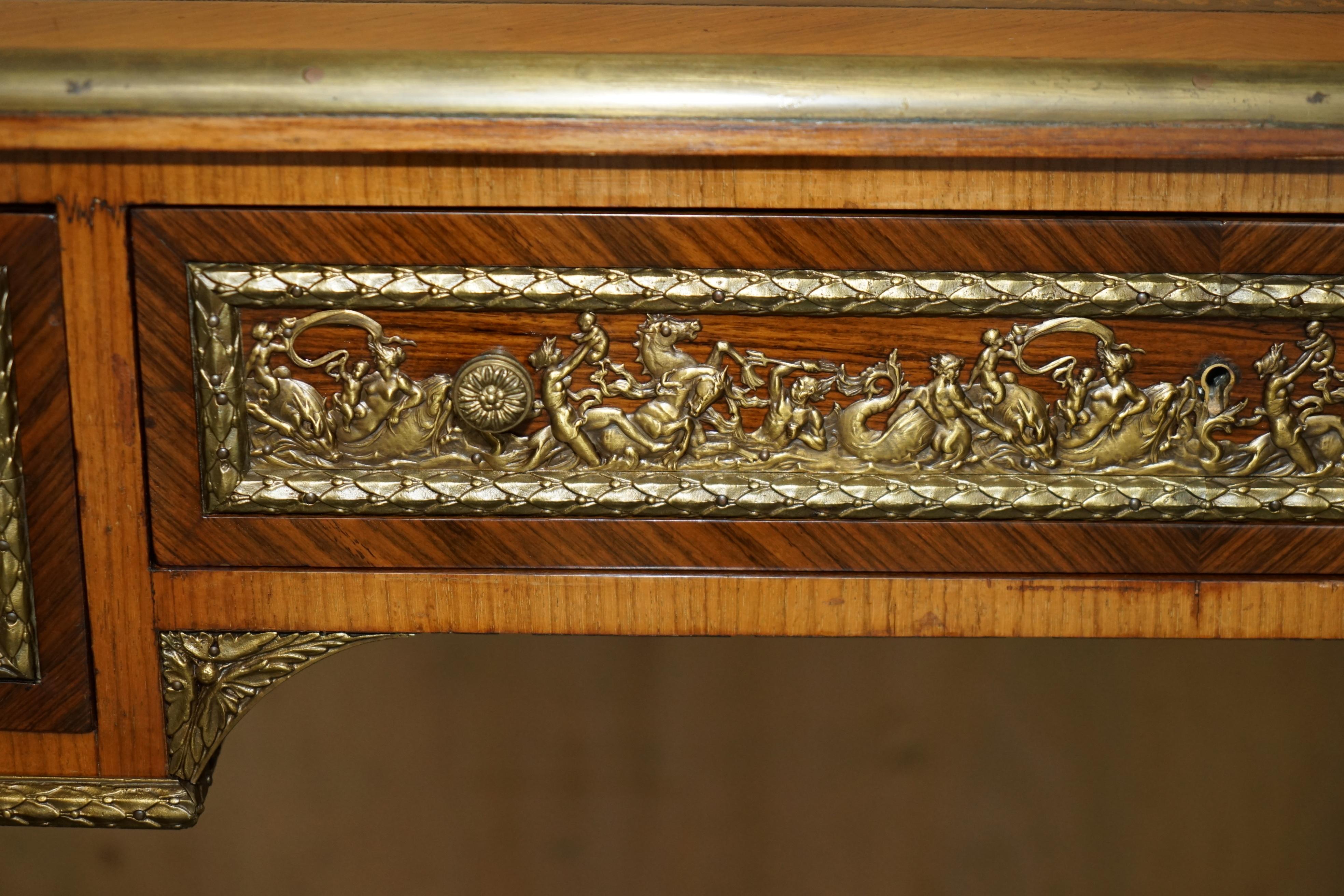 Hand-Crafted RESTORED ANTiQUE LATE 19TH CENTURY LOUIS XVI ORMOLU MOUNTED BUREAU PLAT DESK For Sale