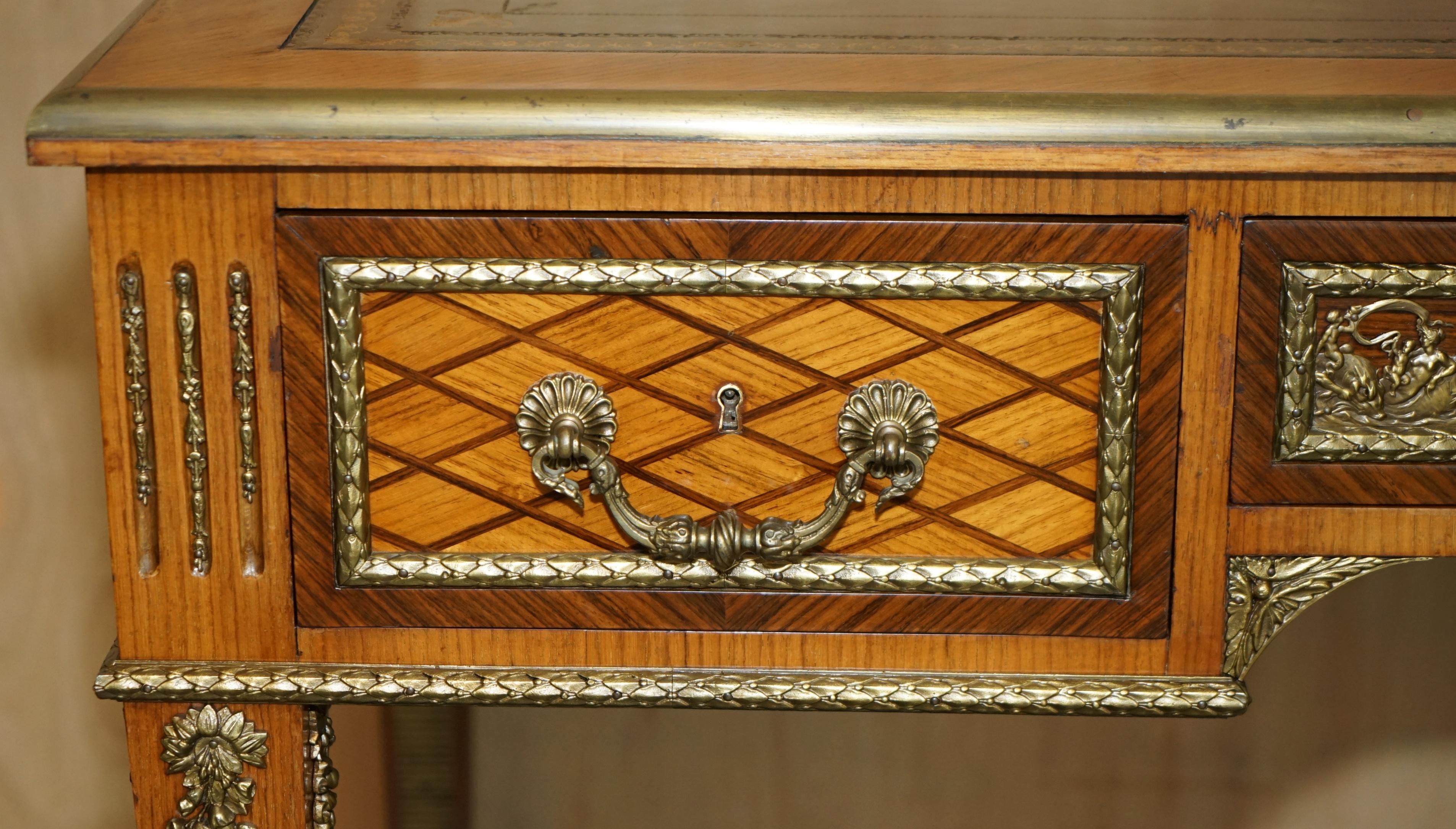 RESTORED ANTiQUE LATE 19TH CENTURY LOUIS XVI ORMOLU MOUNTED BUREAU PLAT DESK In Good Condition For Sale In West Sussex, Pulborough