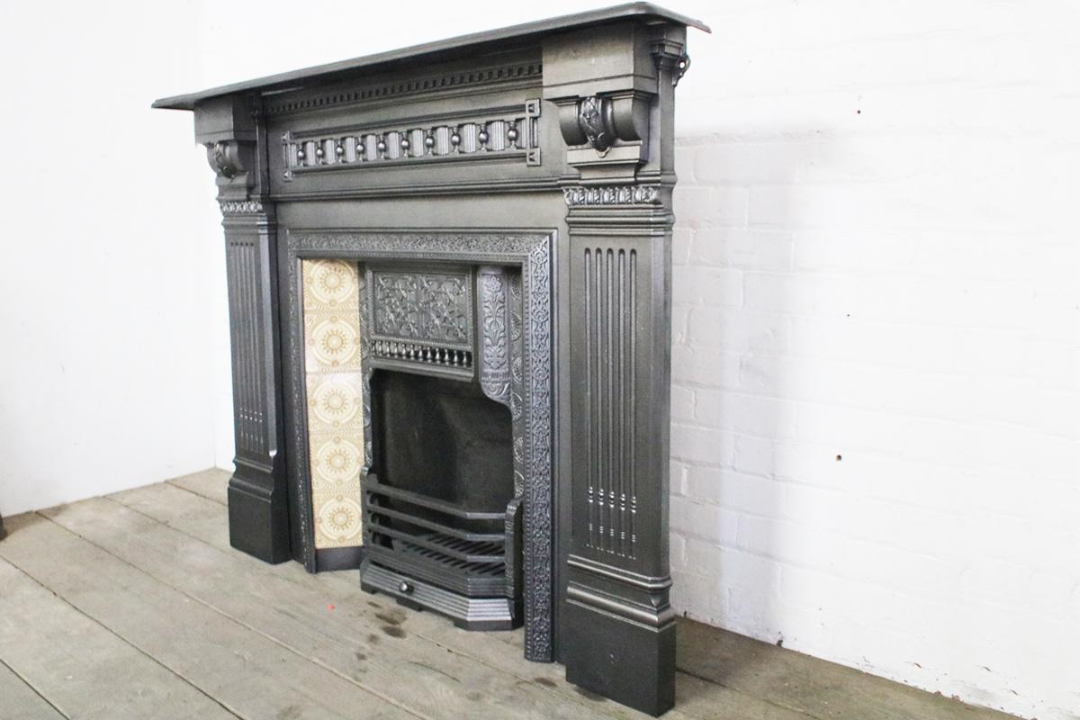 19th Century Restored Antique Mid Victorian Cast Iron Fire Surround