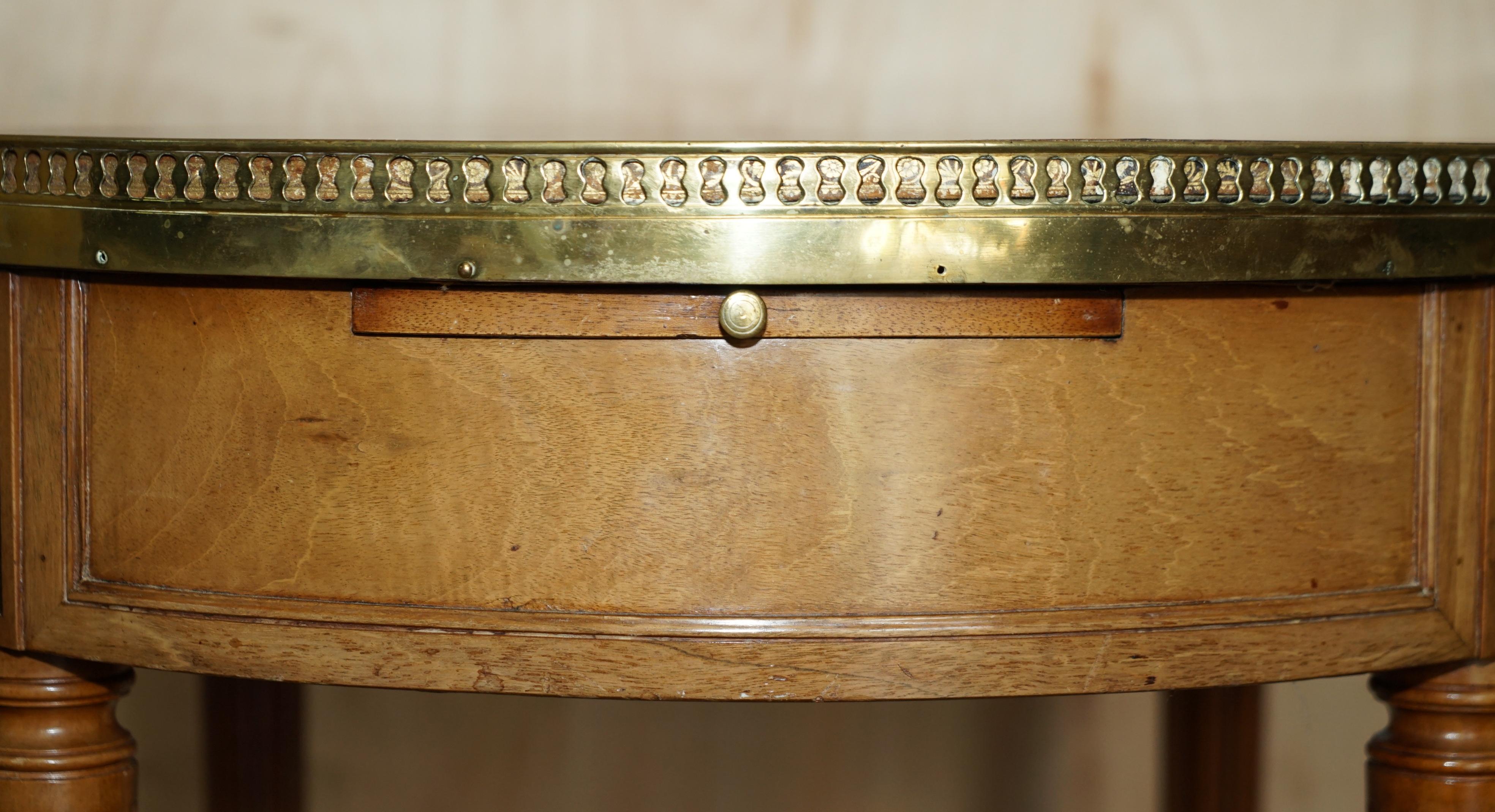 Restored Antique Napoleon III Occasional Table Brown Leather Top Butlers Trays For Sale 8