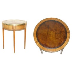 Mesa auxiliar antigua Napoleón III restaurada Tablero de cuero marrón Bandejas de mayordomo