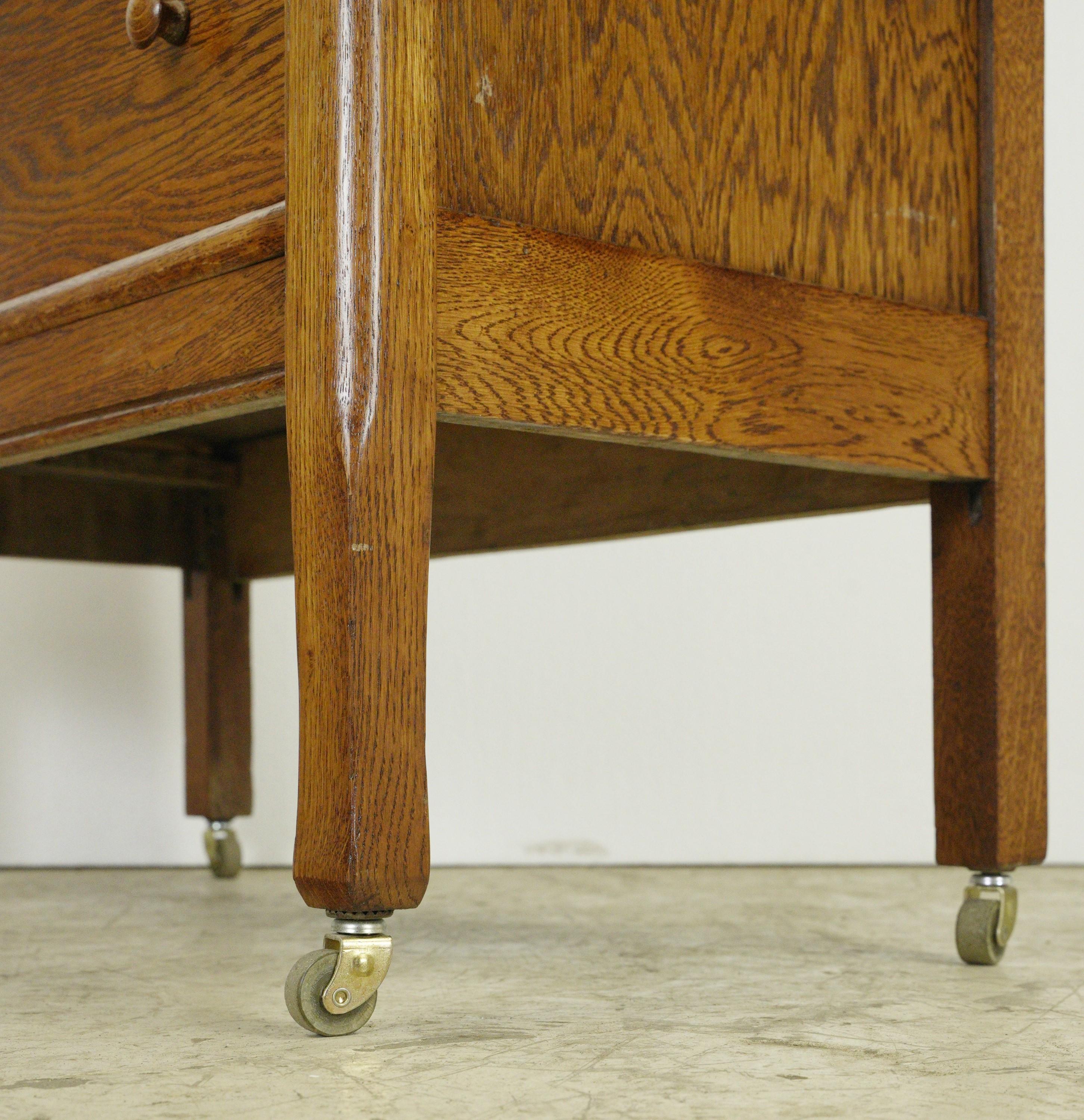Restored Antique Oak 6 Drawer High Boy Dresser w Casters For Sale 5