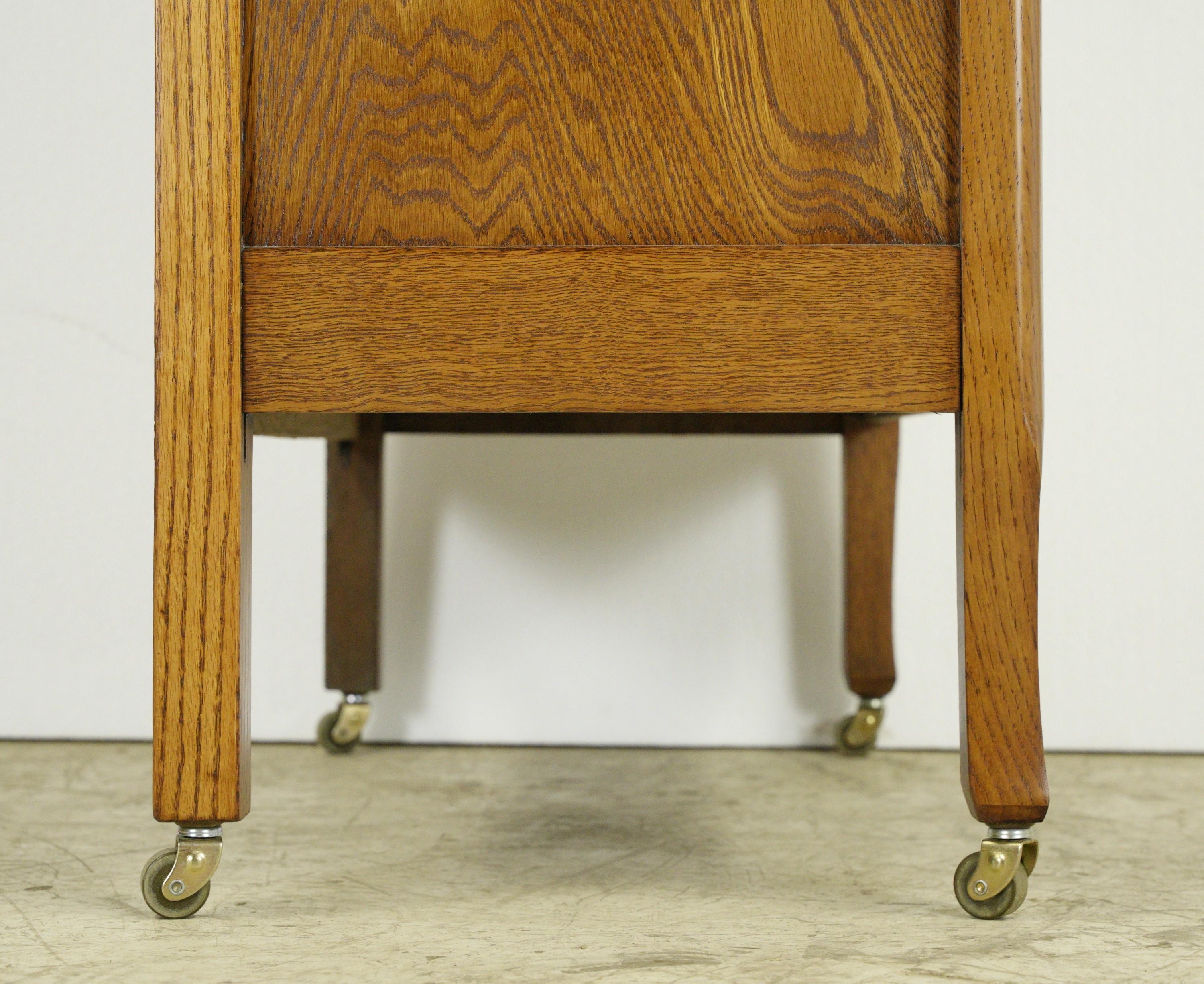 Restored Antique Oak 6 Drawer High Boy Dresser w Casters For Sale 1